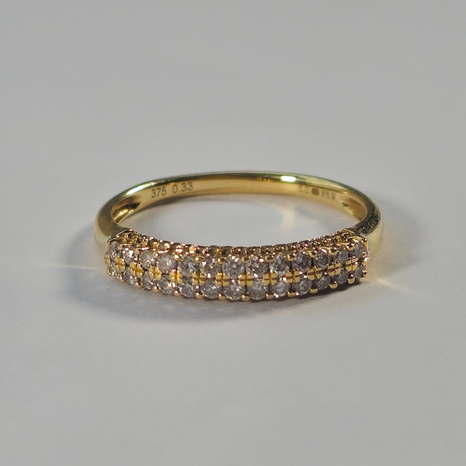 Product photo for 9ct Gold 0.33ct Diamond 2 Row Half Band Stacking Ring Size M