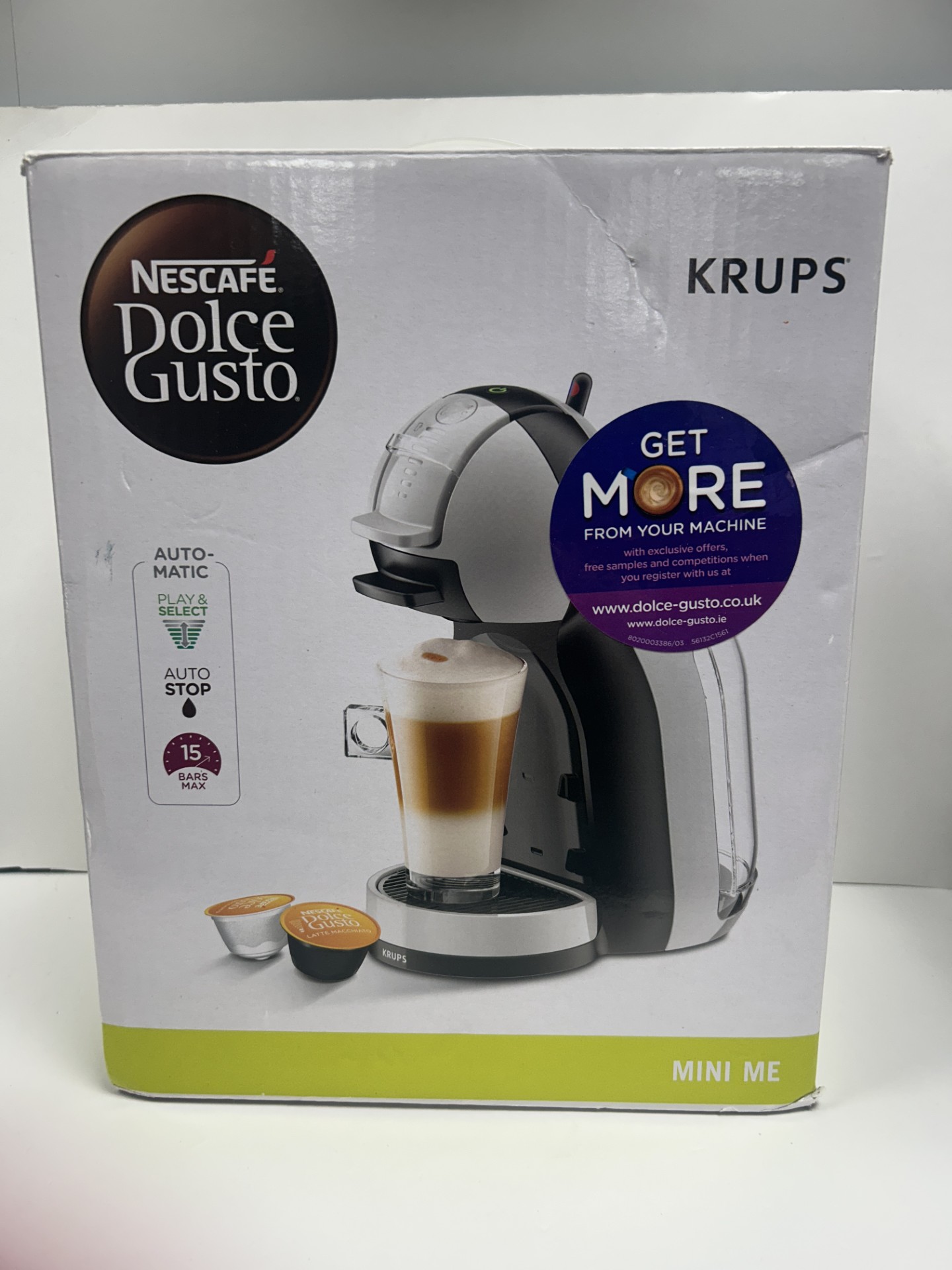Product photo for krups nescafe dolce gusto coffee machine mini me boxed