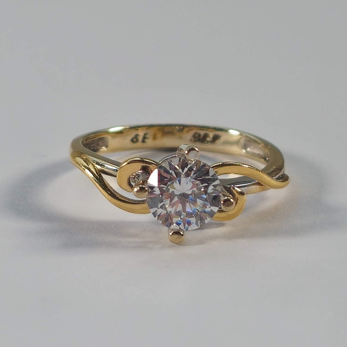 Product photo for 14ct Fading White Gold & Yellow Finish *CZ* Engagement Ring Size M1/2