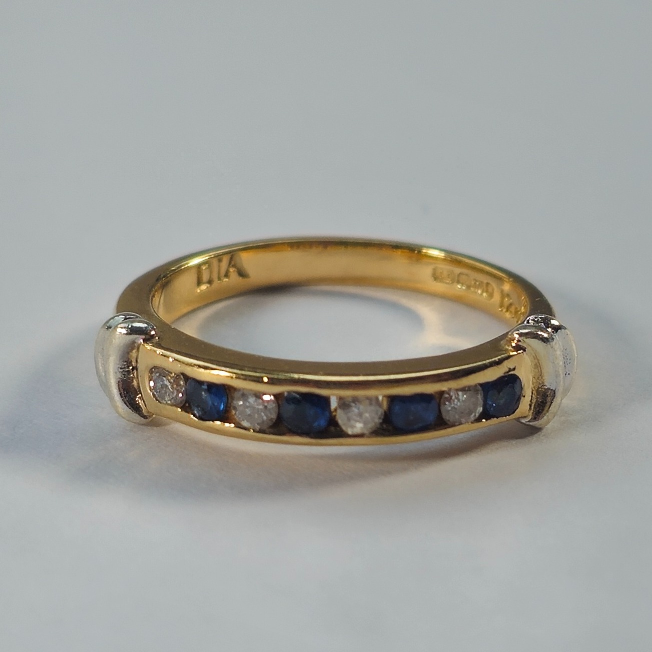 Product photo for 9ct Yellow & White Gold Diamond Sapphire Ring Size K1/2