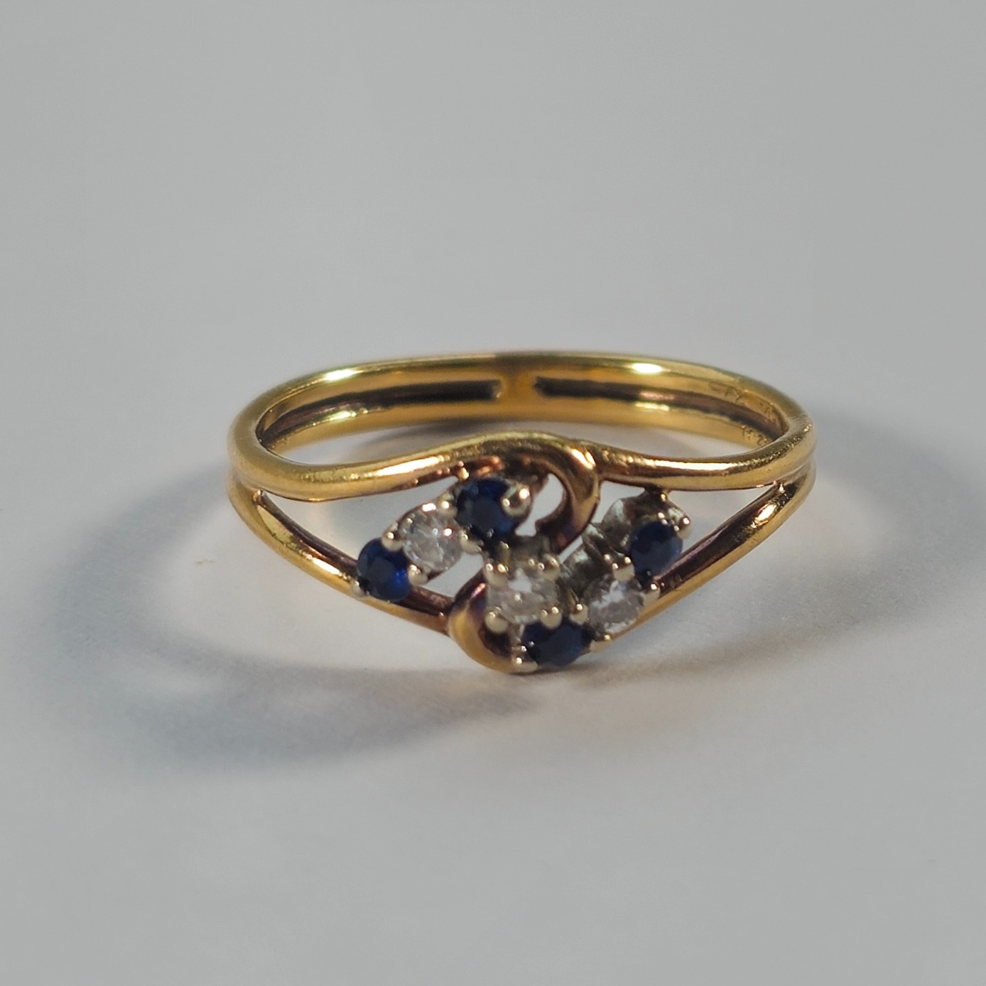 Product photo for 9ct Gold Sapphire & Diamond Ring Size I1/2