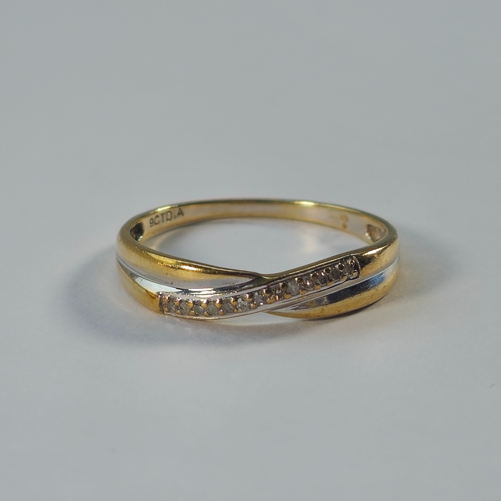 Product photo for 9ct Fading White Gold Diamond infinity Half Band Ring Size P
