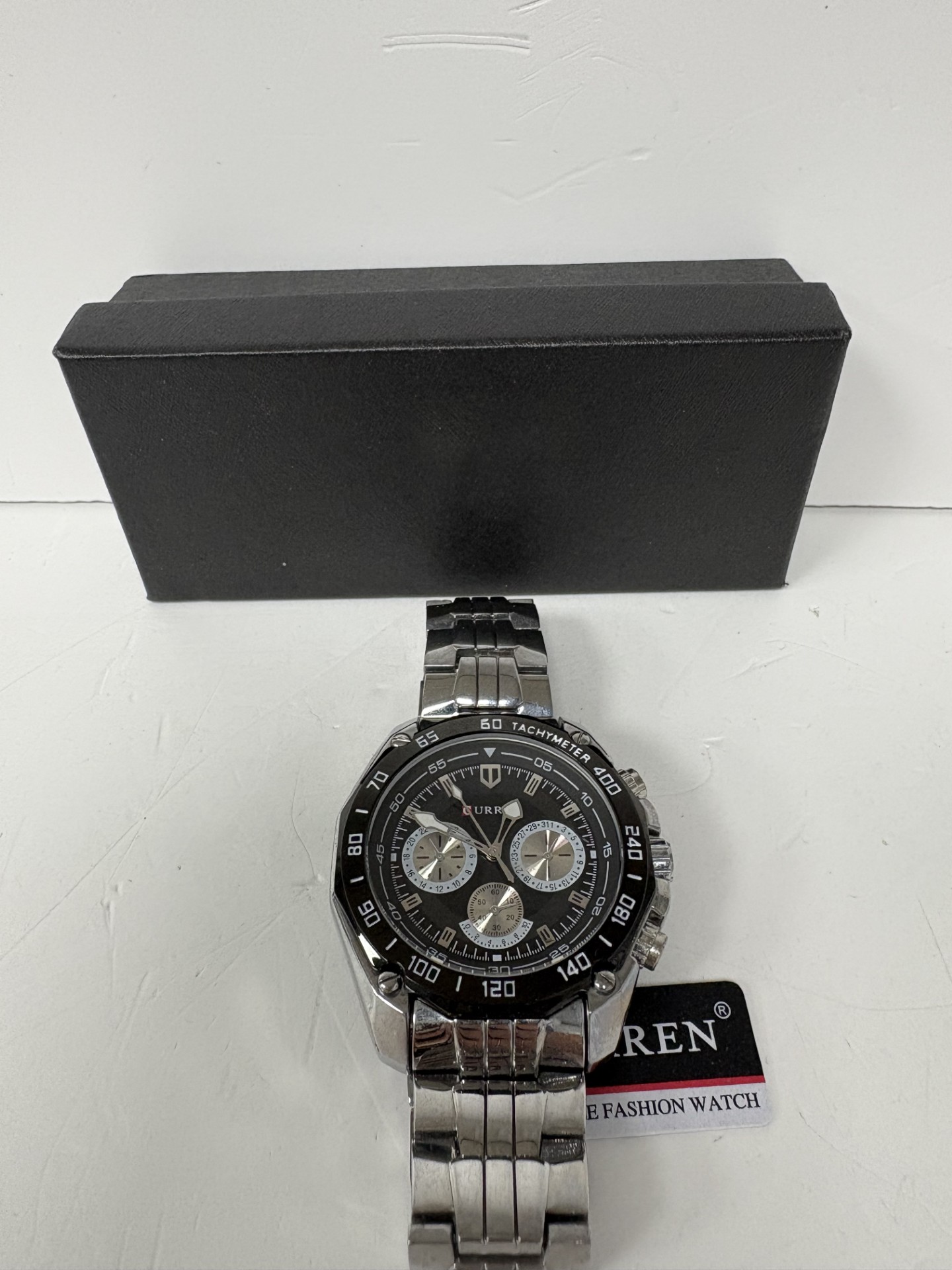 Product photo for curren m:8077 stainless steel watch boxed