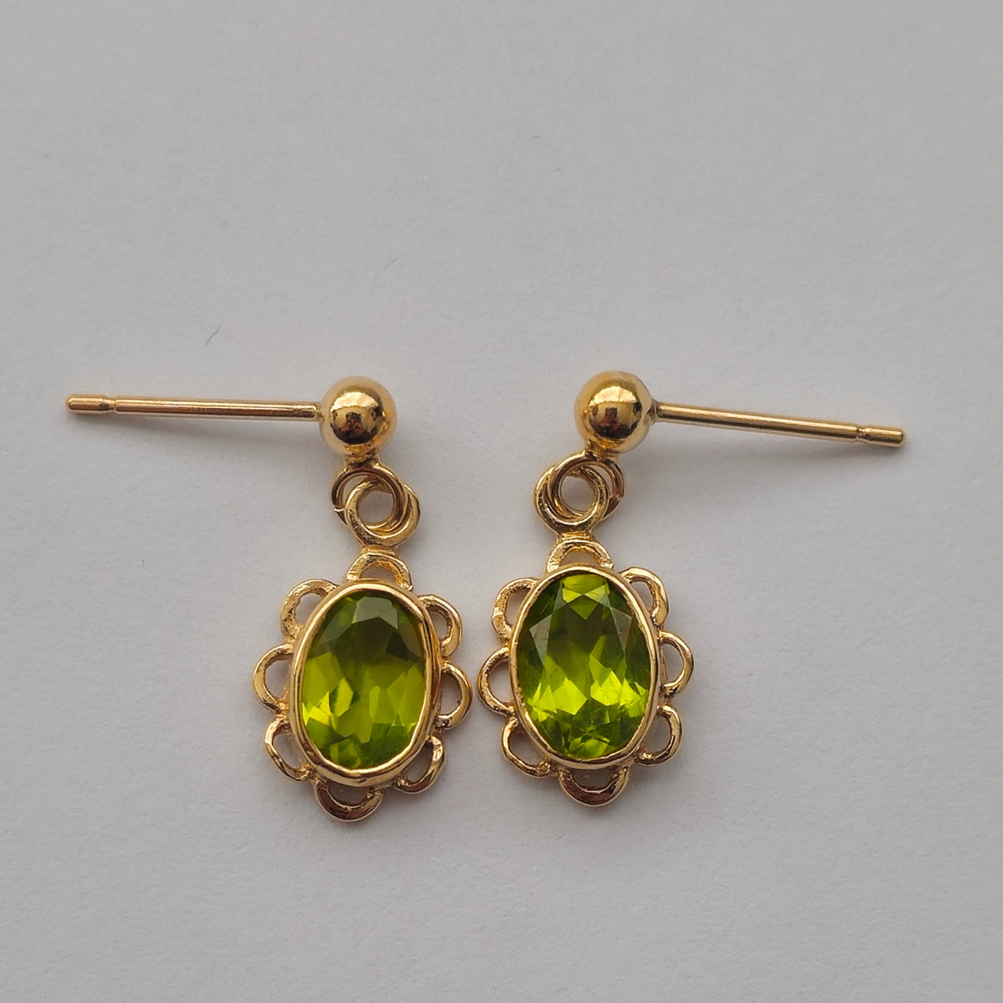 Product photo for 9ct Gold Green Peridot Dangle Earrings