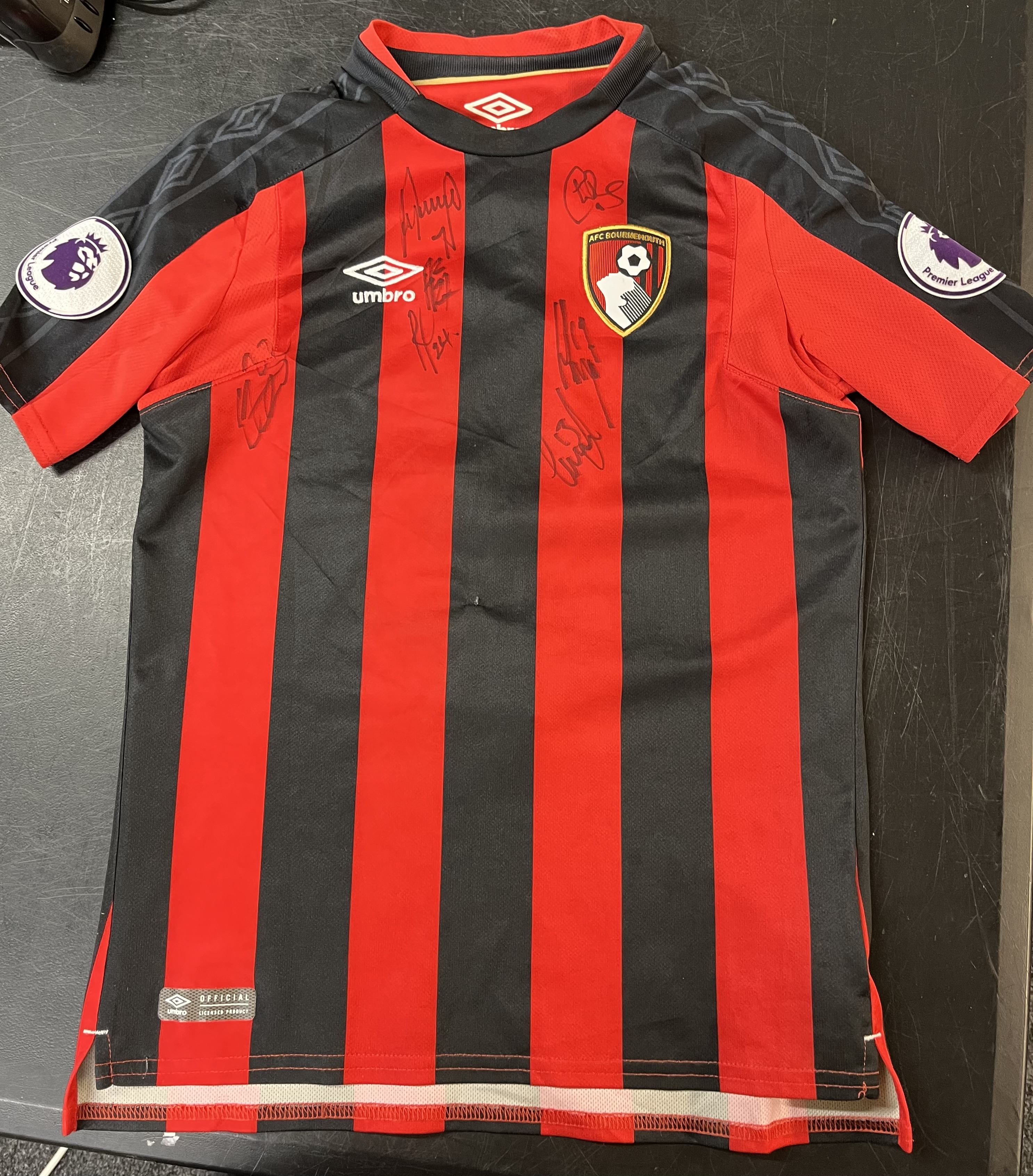Product photo for Signed AFC Bournemouth Nathan Aké Kids T-Shirt – Used, Good Condition