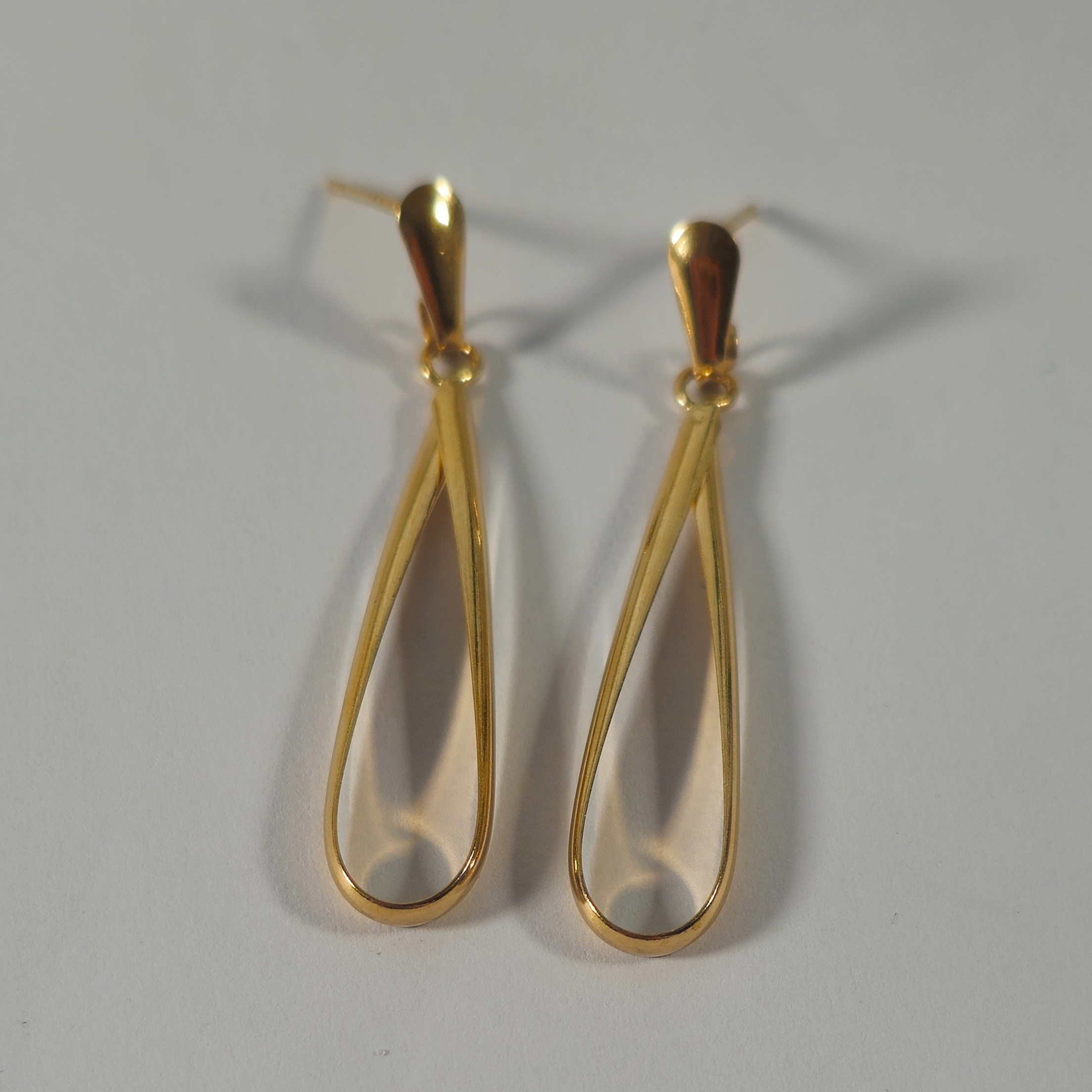 Product photo for 9ct Gold Long Oval Wrapped Earrings