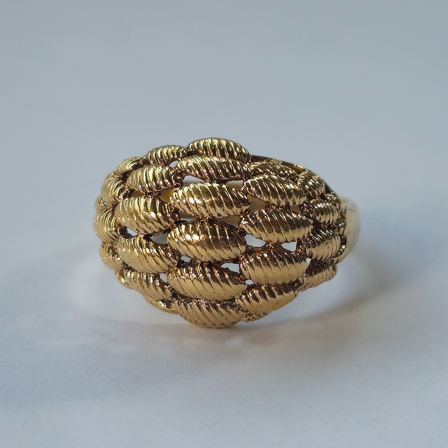 Product photo for 9ct Gold Dome Small Marquise Shapes with Pattern Dress Ring Size V1/2