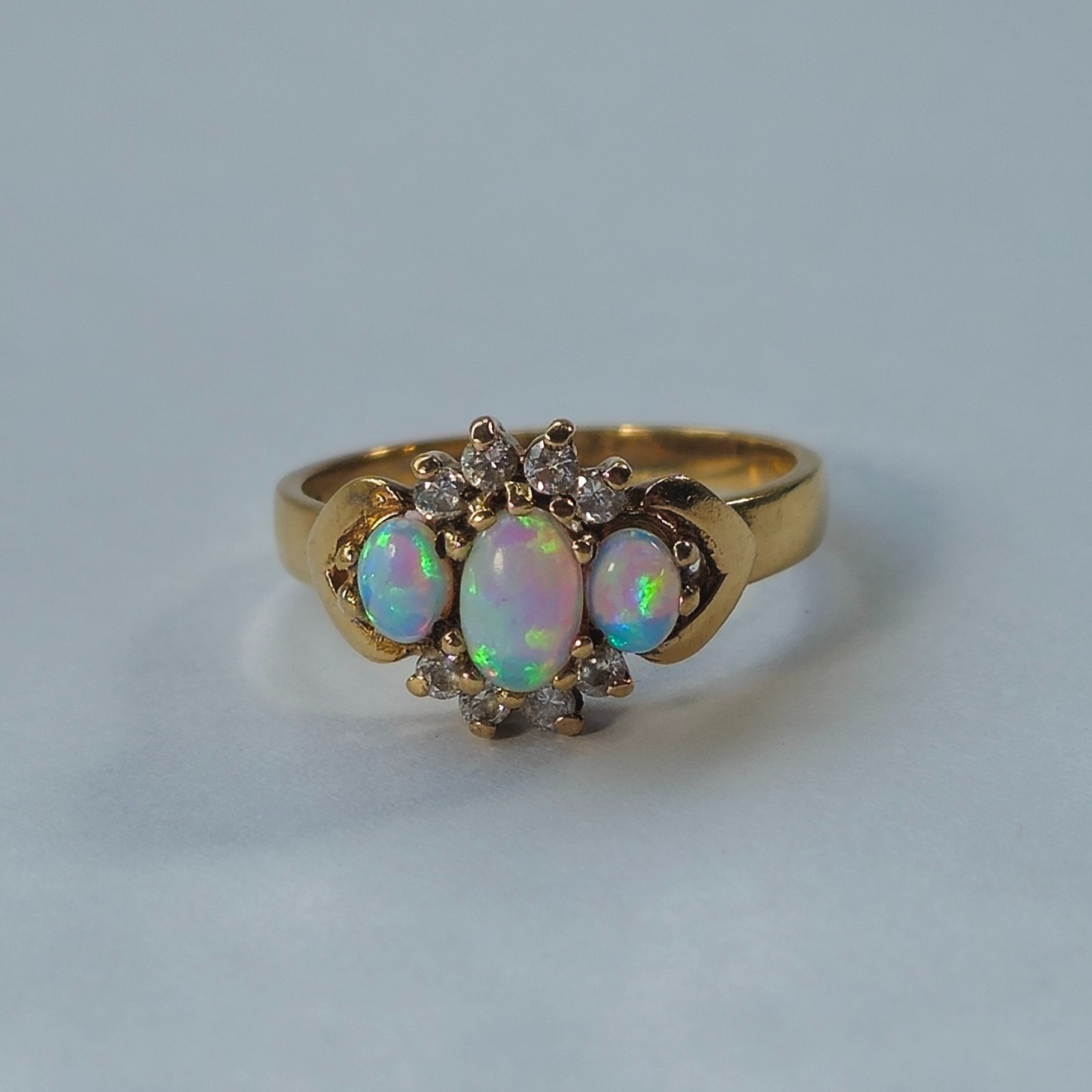 Product photo for 9ct Gold Opal & White Stone Ring Size L