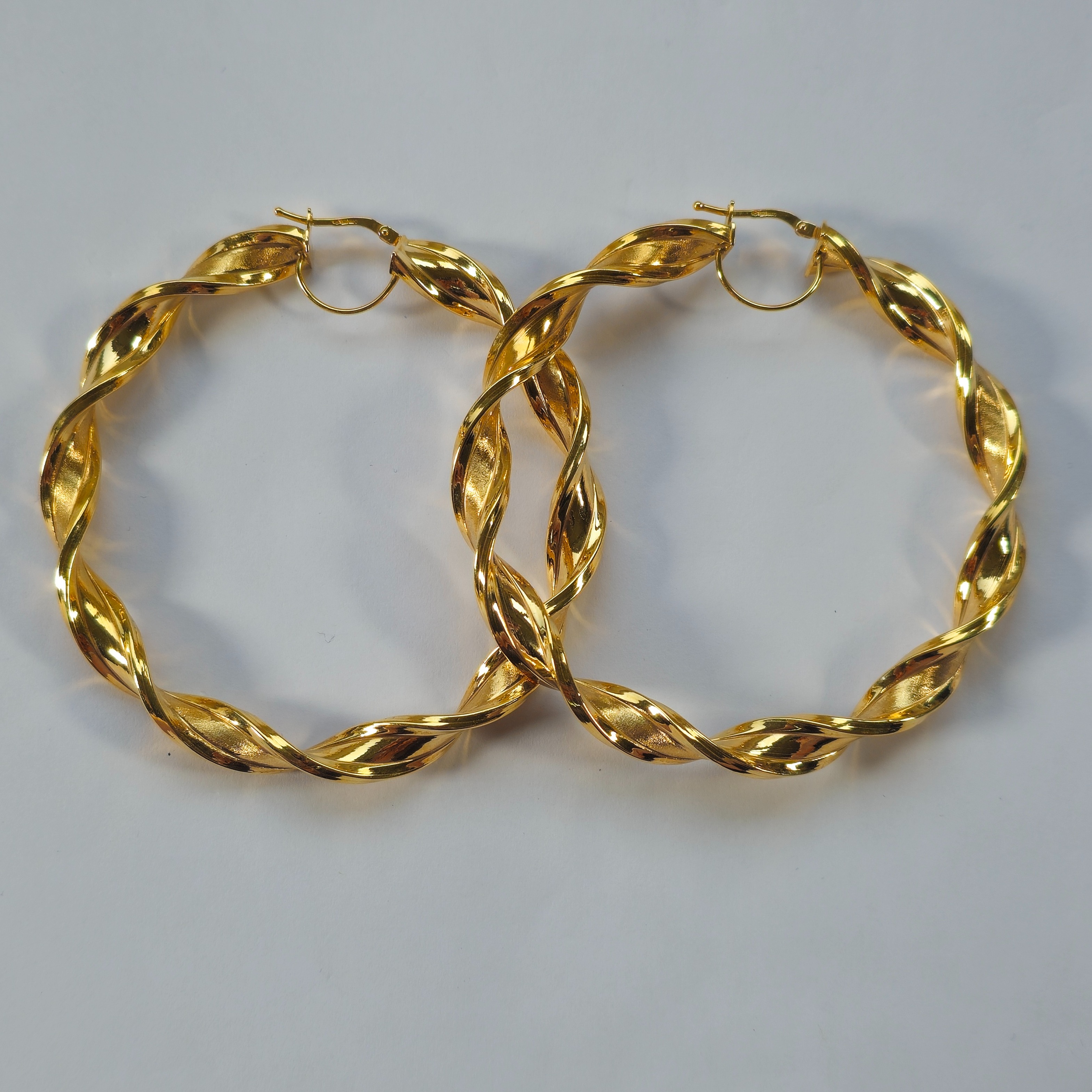 Product photo for 9ct Gold Ribbon Twisted Big Round Hoop Earrings