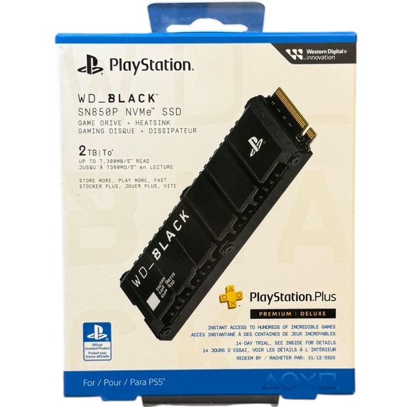 Product photo for New: WD_Black SN850P NVMe SSD W/ Heatsink For PlayStation 5 (2TB Storage)