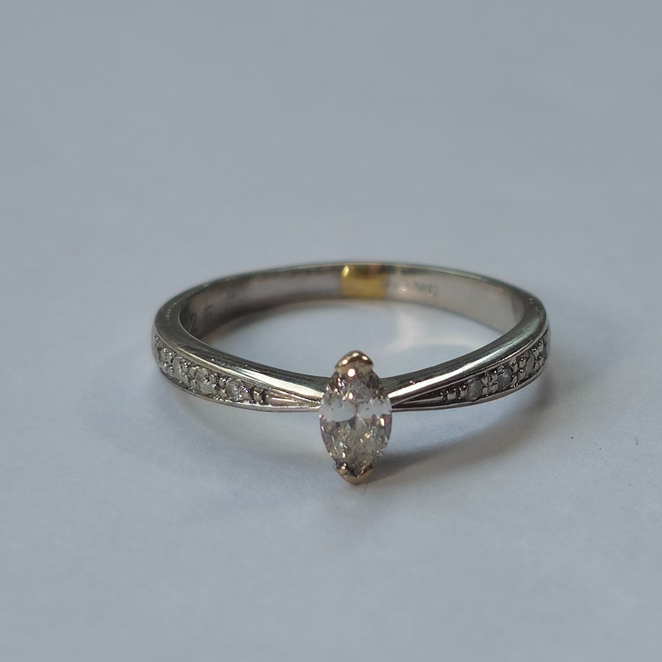 Product photo for 18ct White Gold 0.25ct Diamond Marquise Shaped Engagement Ring Size J1/2