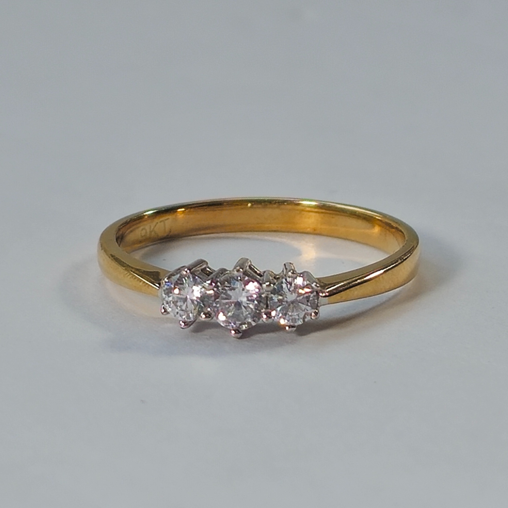 Product photo for 9ct Gold *CZ* Trilogy Ring Size T