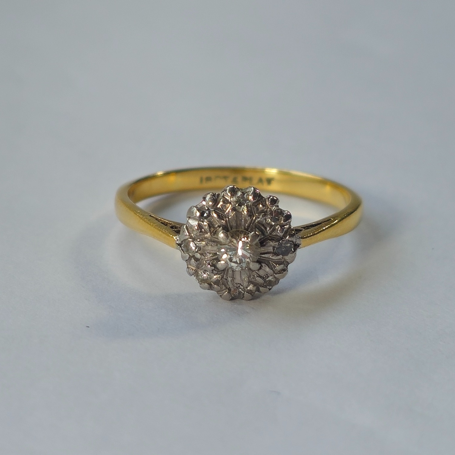 Product photo for 18ct Gold & Platinum Diamond Flower Ring Size M