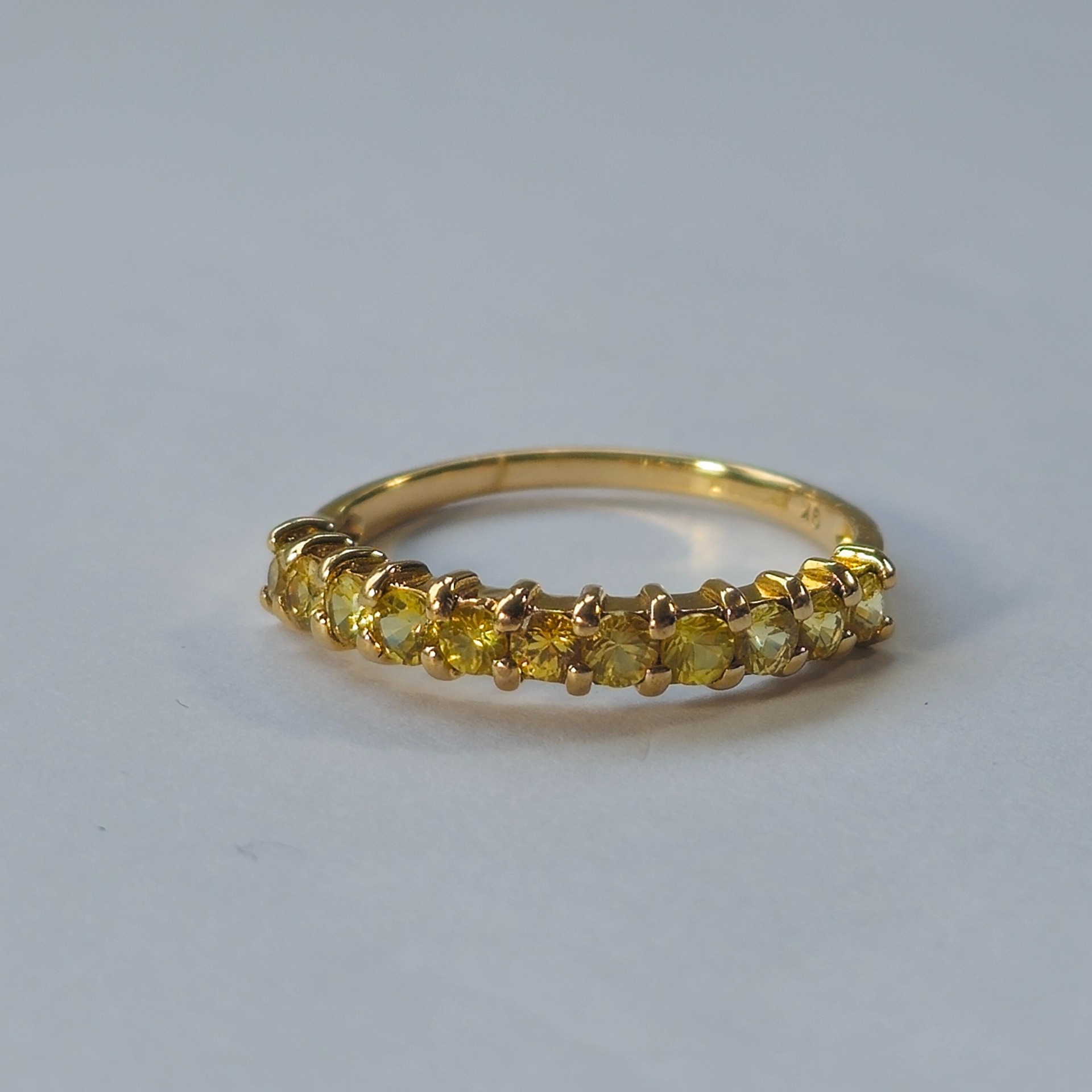 Product photo for 9ct Gold Yellow Sapphire Half Band Stacking Ring Size Q1/2