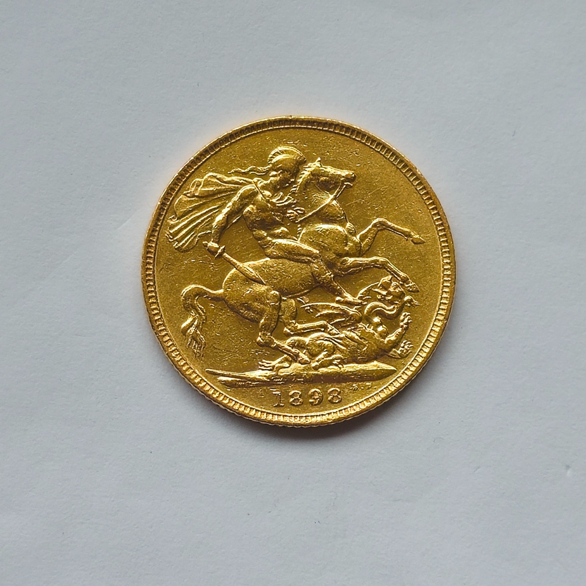 Product photo for 22ct Gold 1898 Queen Victoria and St George & The Dragon Full Sovereign
