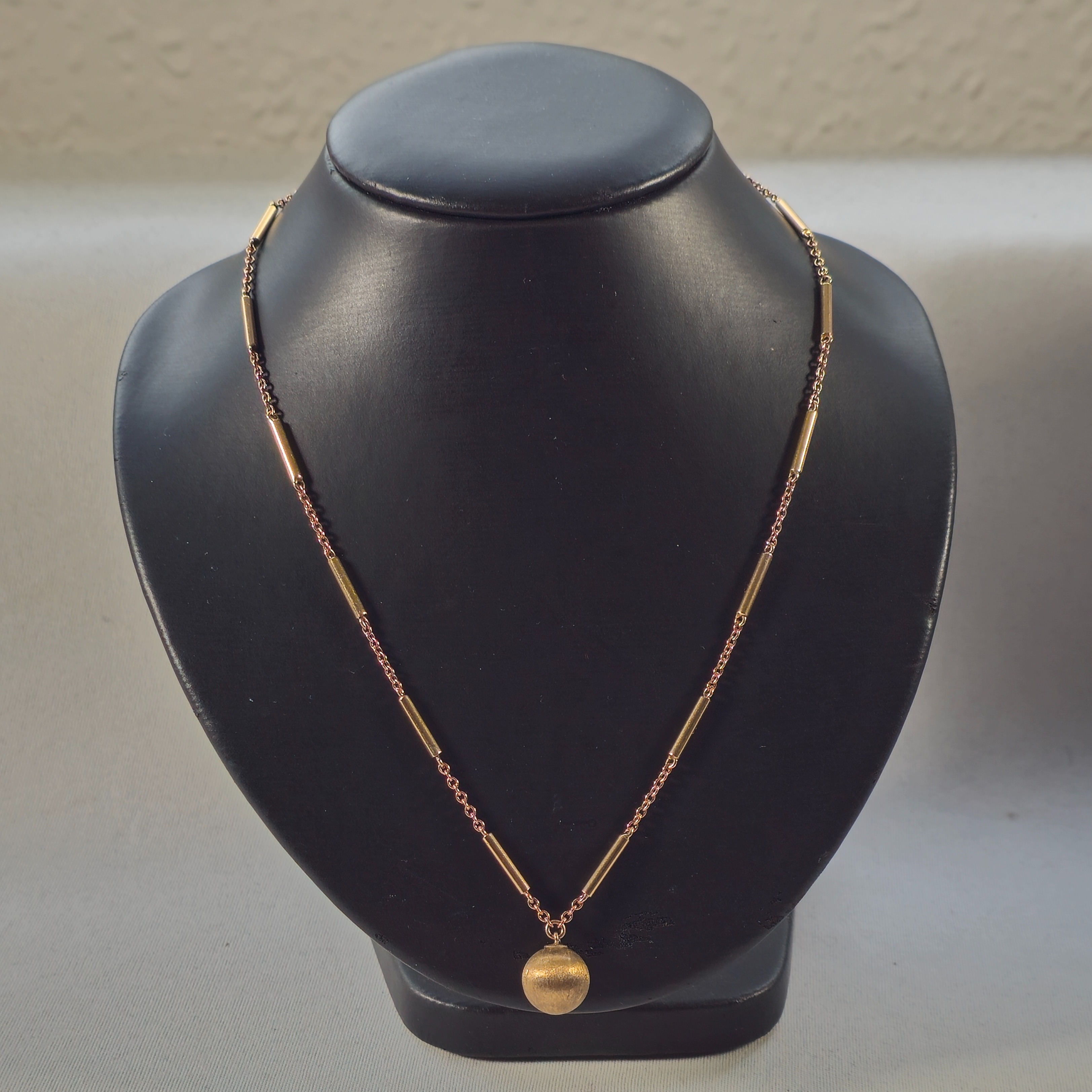 Product photo for 9ct Gold Bead Charm Pendant Station Victorian Necklace 16.9