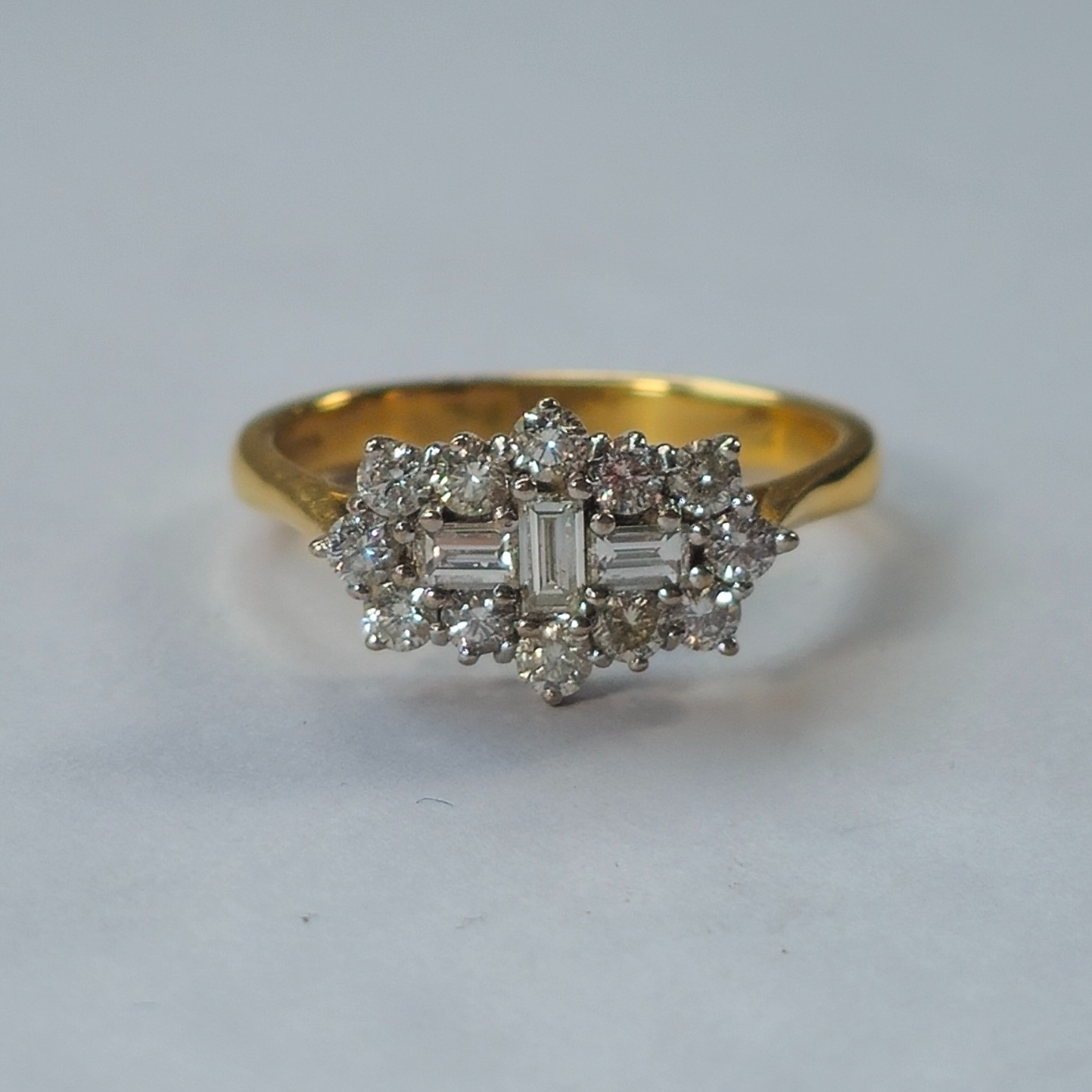Product photo for 18ct Gold 1.00ct Diamond Boat Cluster Ring Size R