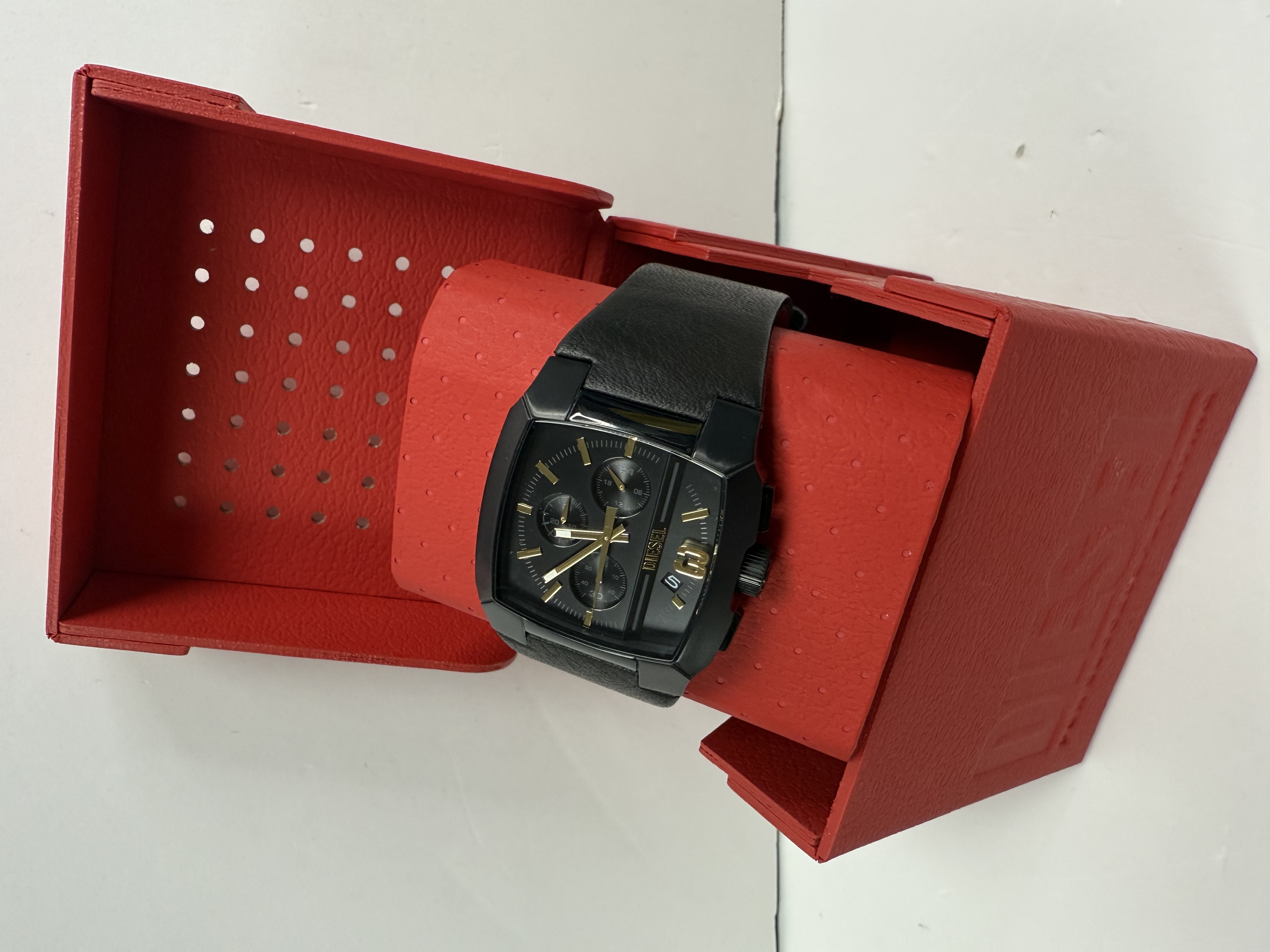 Product photo for DIESEL WATCH BLACK AND GOLD BOXED