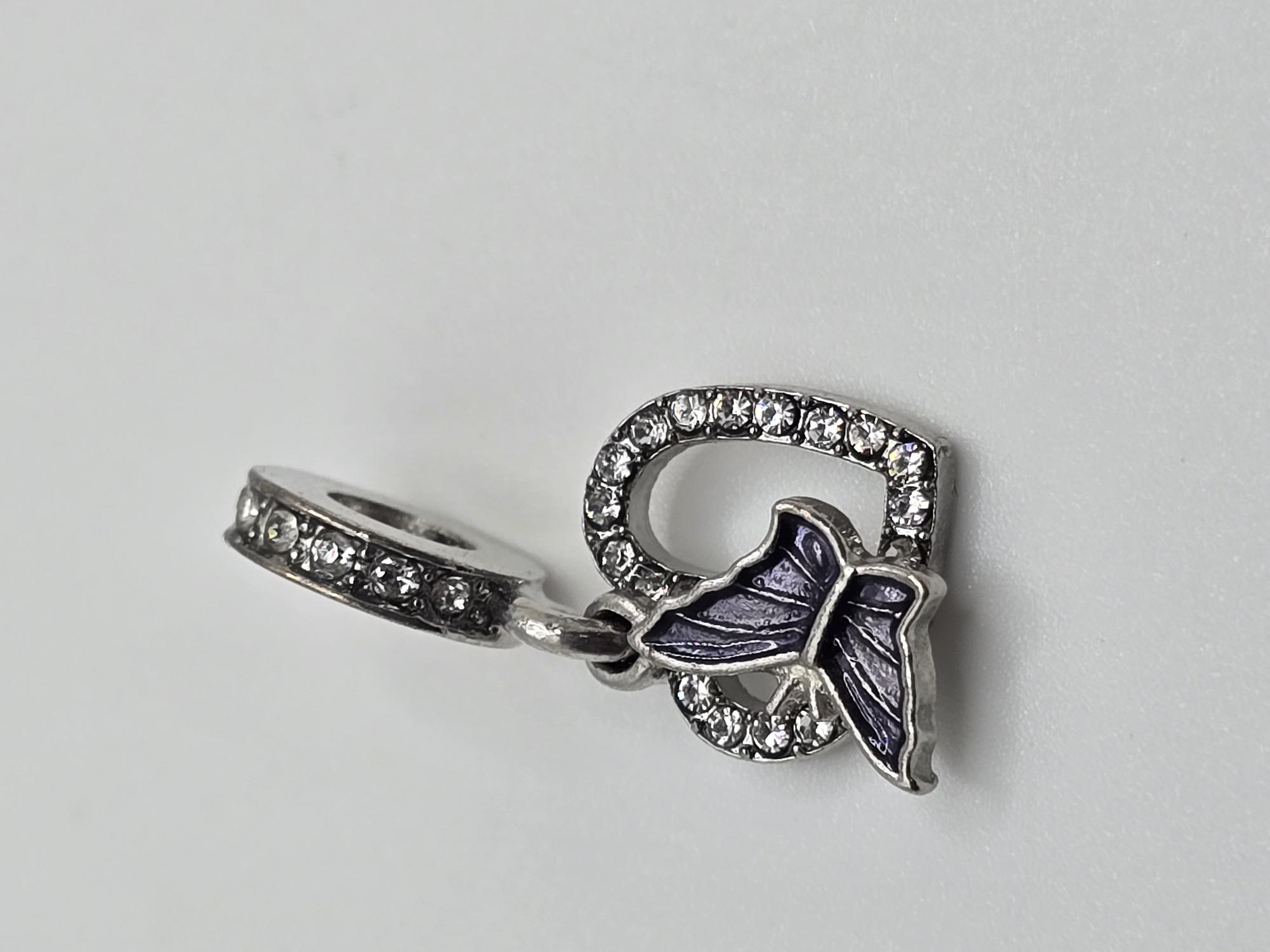 Product photo for Butterfly & Heart Charm - Base Metal Unbranded