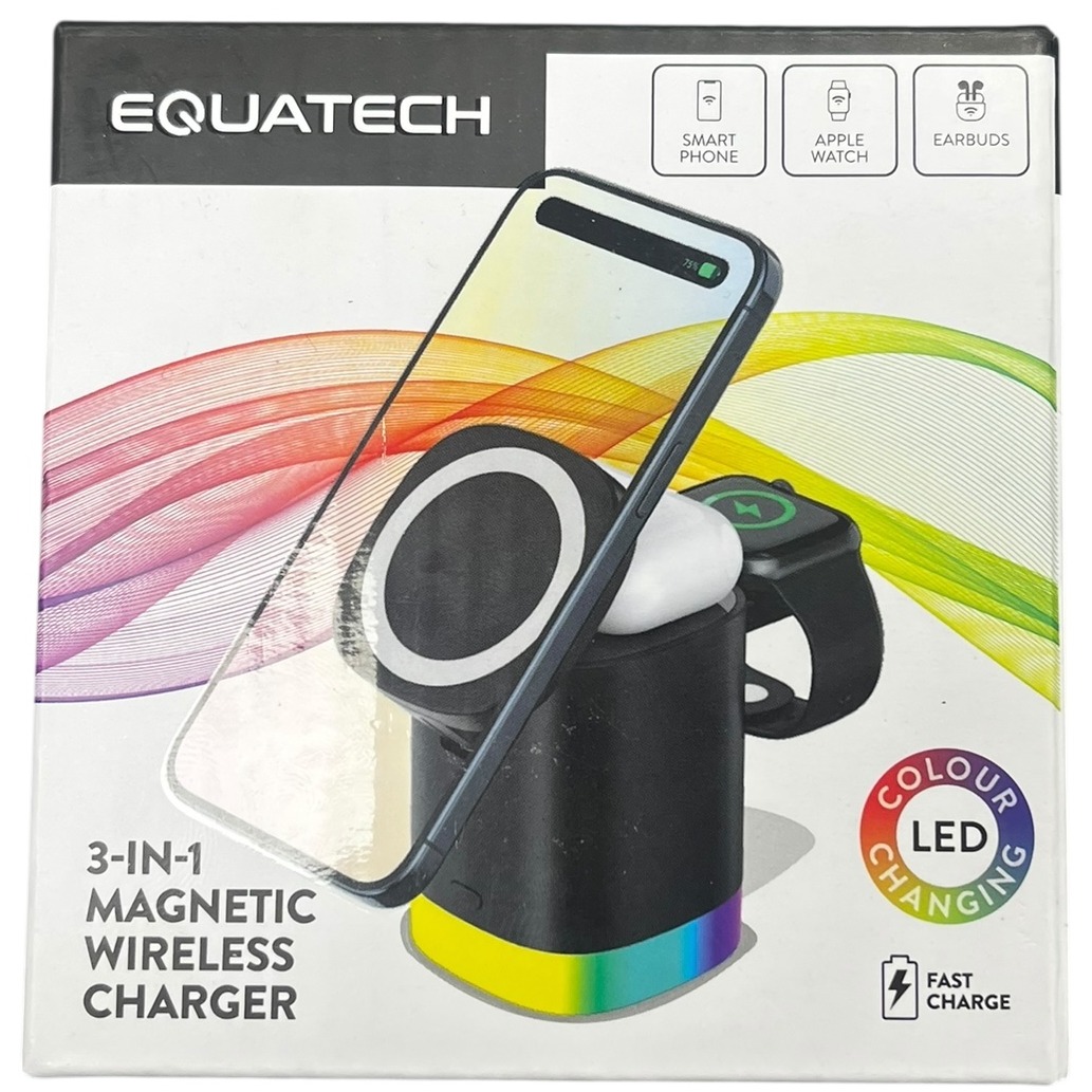 Product photo for New: Equatech 3-In-1 Magnetic Wireless Charger (15W Max Output, Type-C Port)