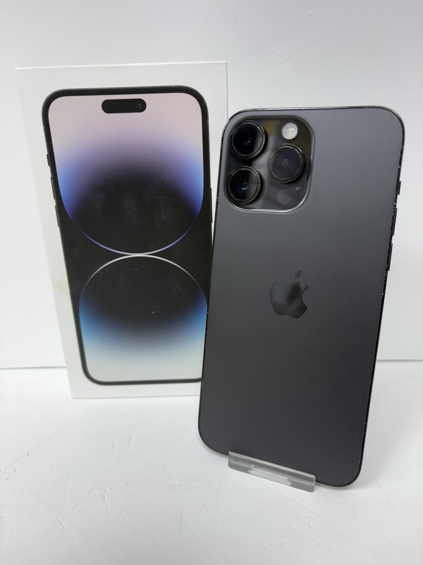 Product photo for apple iphone 14 pro max 128gb 87% bh black unlocked boxed