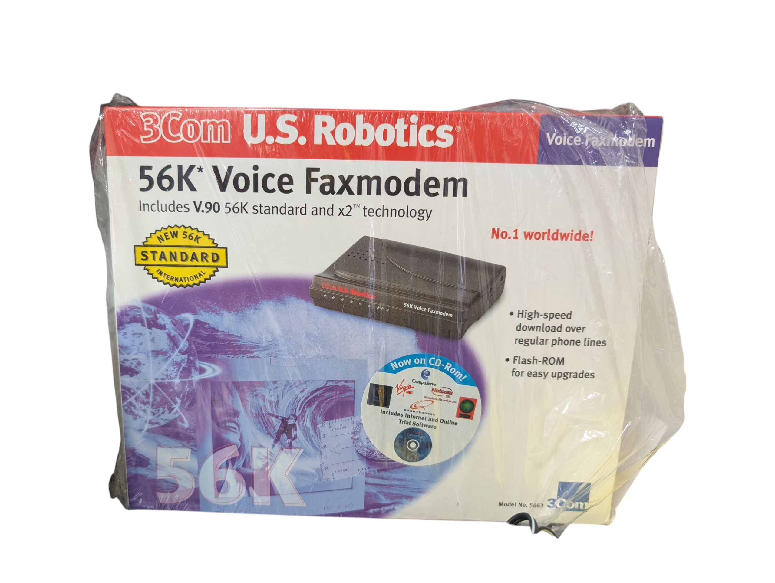 Product photo for 3Com U.S. Robotics 56K Voice Faxmodem – Vintage