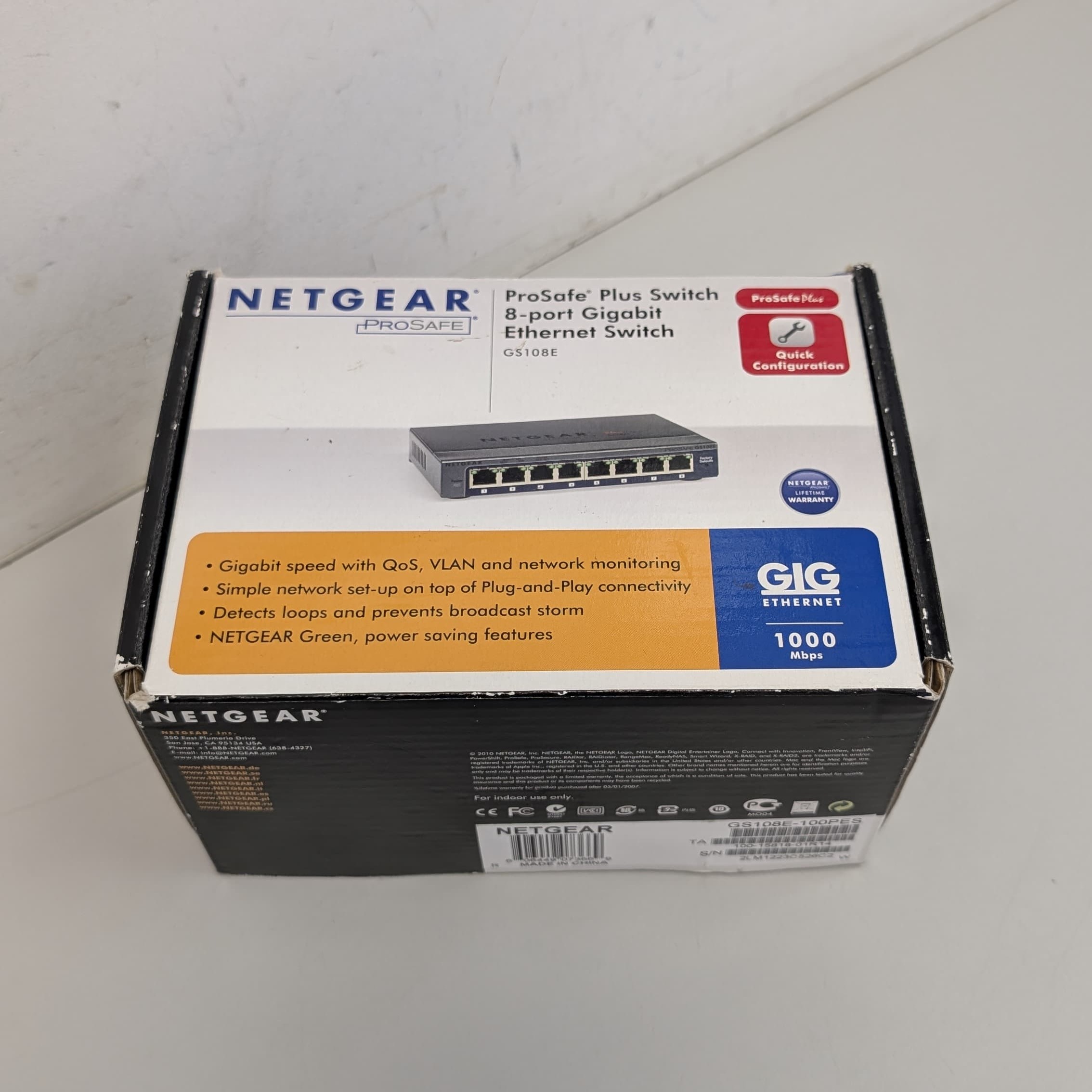 Product photo for NEW NetGear GS108E ProSafe 8-Port Switch - RJ45 Gigabit Ethernet
