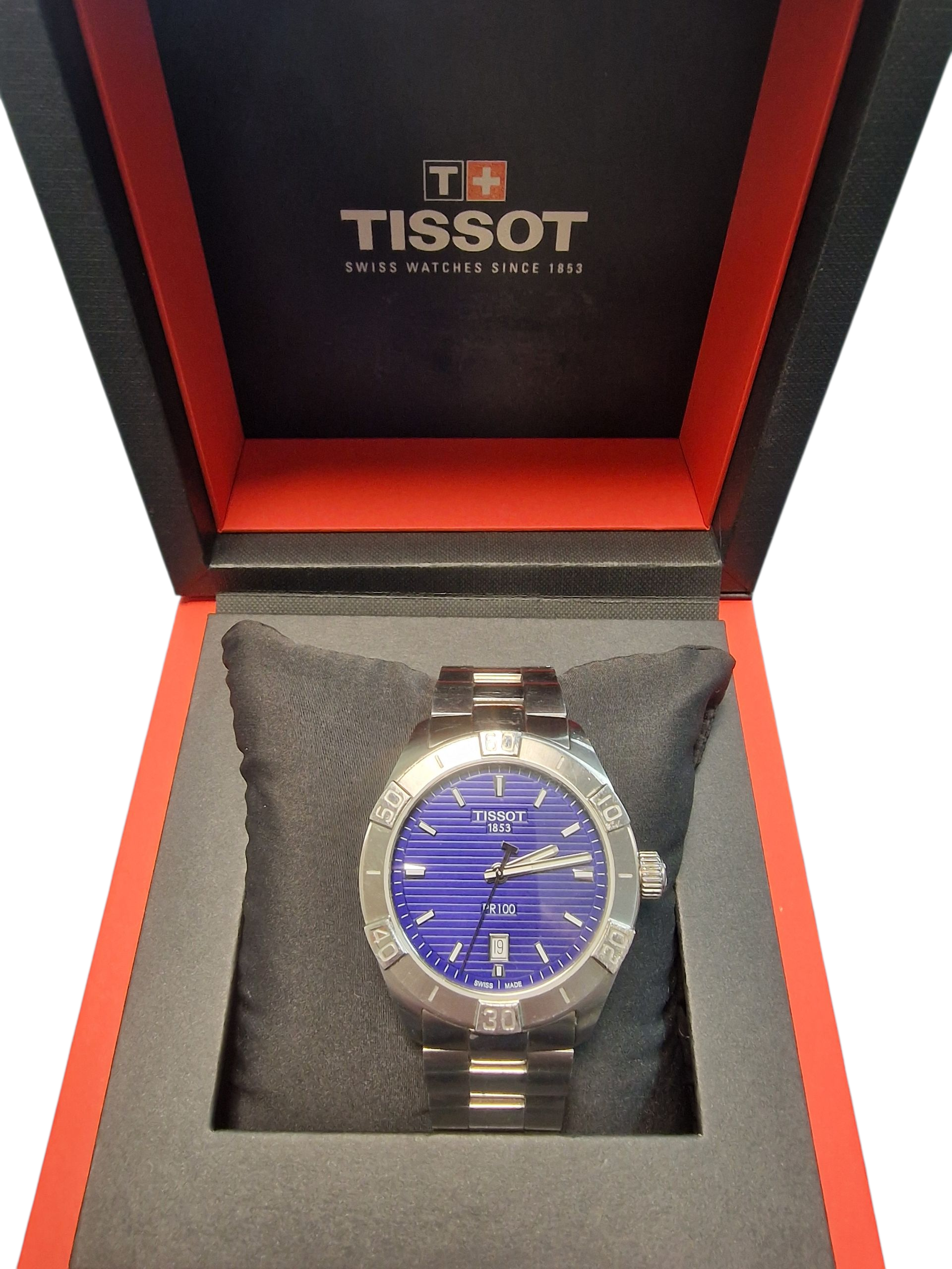 Product photo for Tissot PR 100 Sport 42mm Blue Dial T-Classic Men's Bracelet Watch