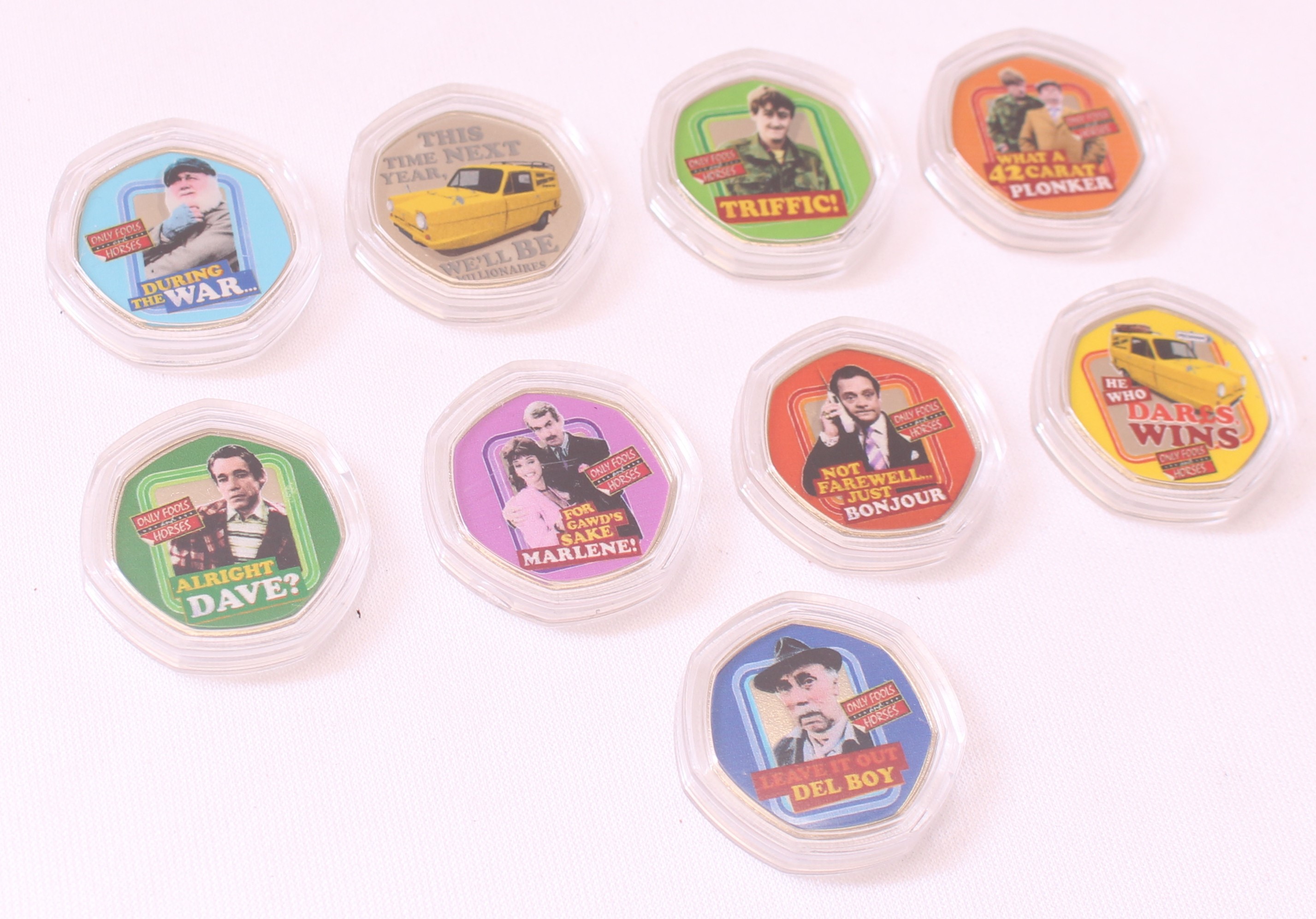 Product photo for 9x Commemorative Only Fools & Horses 50p Coins (U)