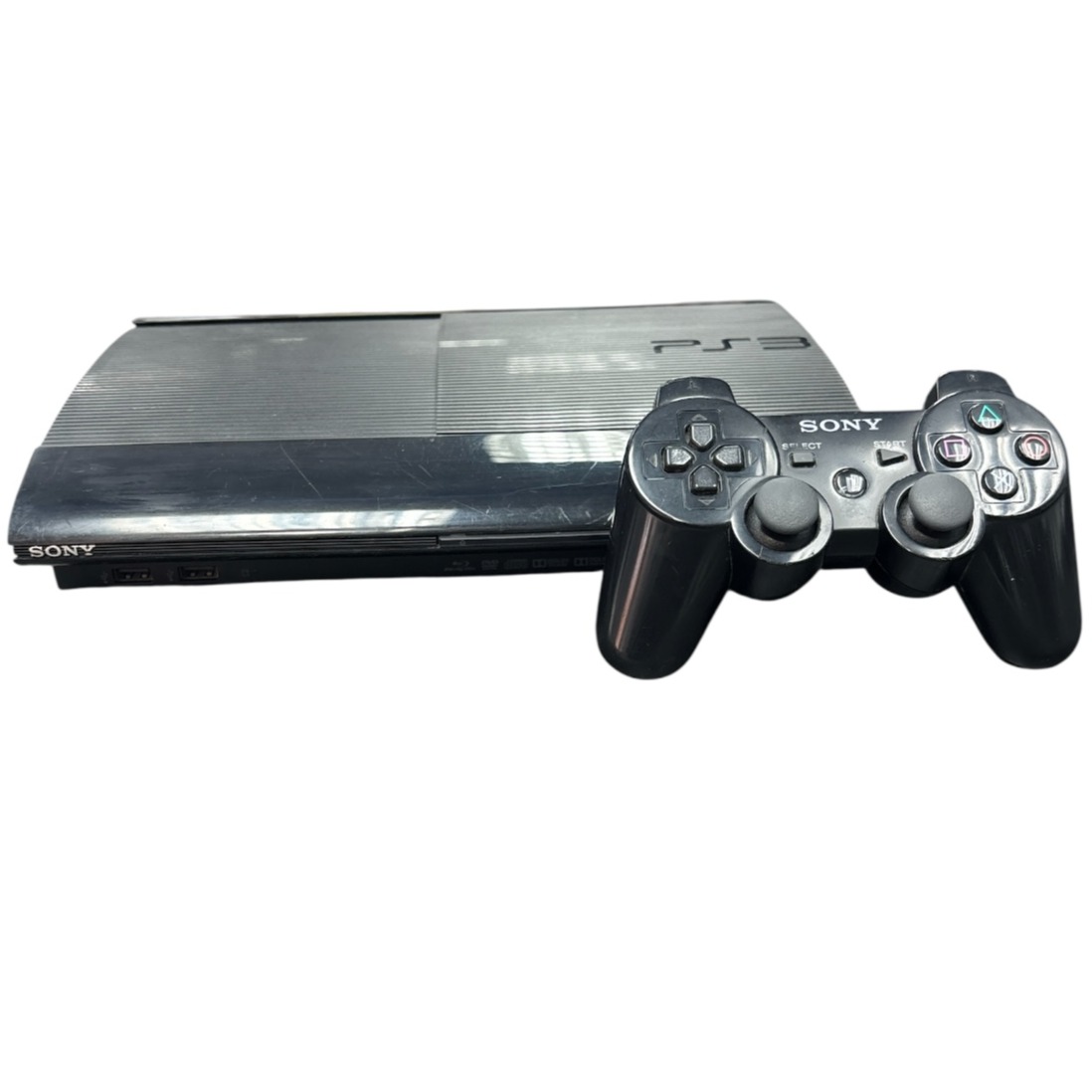 Product photo for Sony PS3 Super Slim Console, 500GB, Black, Unboxed