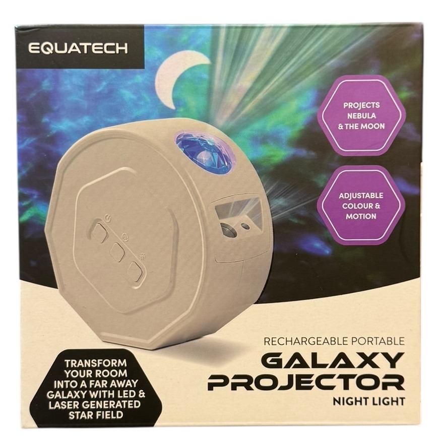 Product photo for New: Equatech Rechargeable Portable Galaxy Projector Night Light