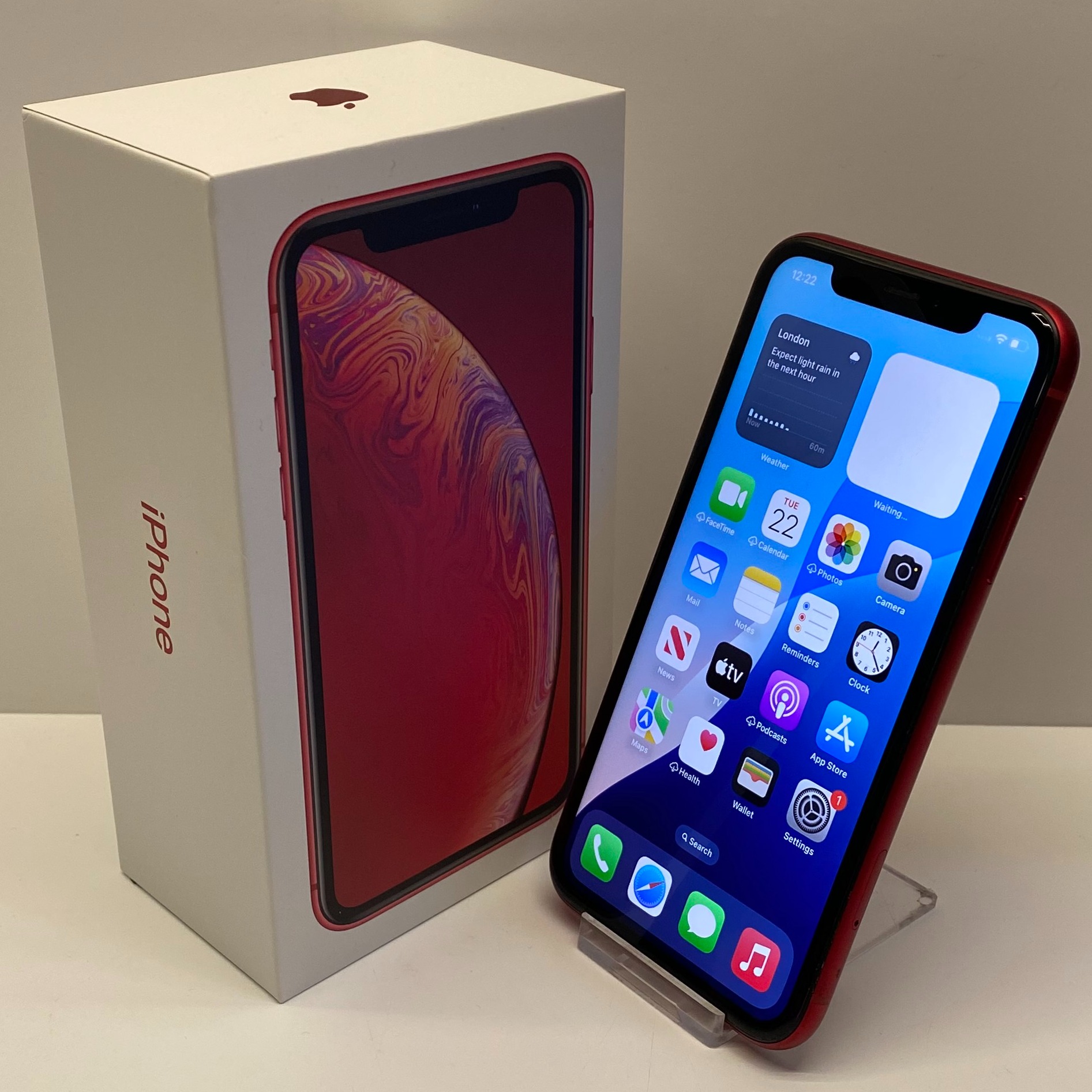 Product photo for Apple iPhone XR Unlocked Model A2105 128GB in Red Boxed