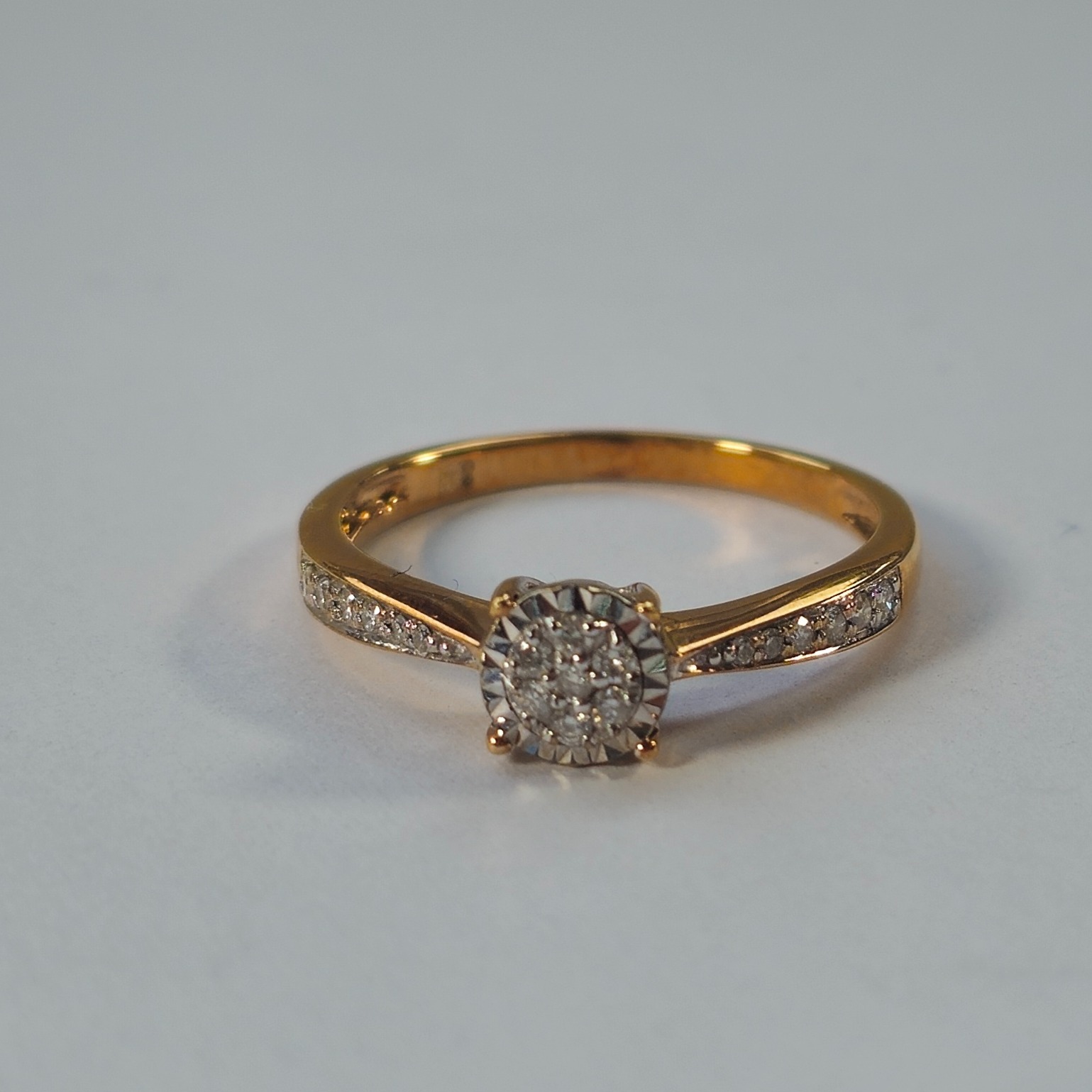 Product photo for 9ct Gols 0.15ct Diamond Pave Round Head Engagement Ring Size O