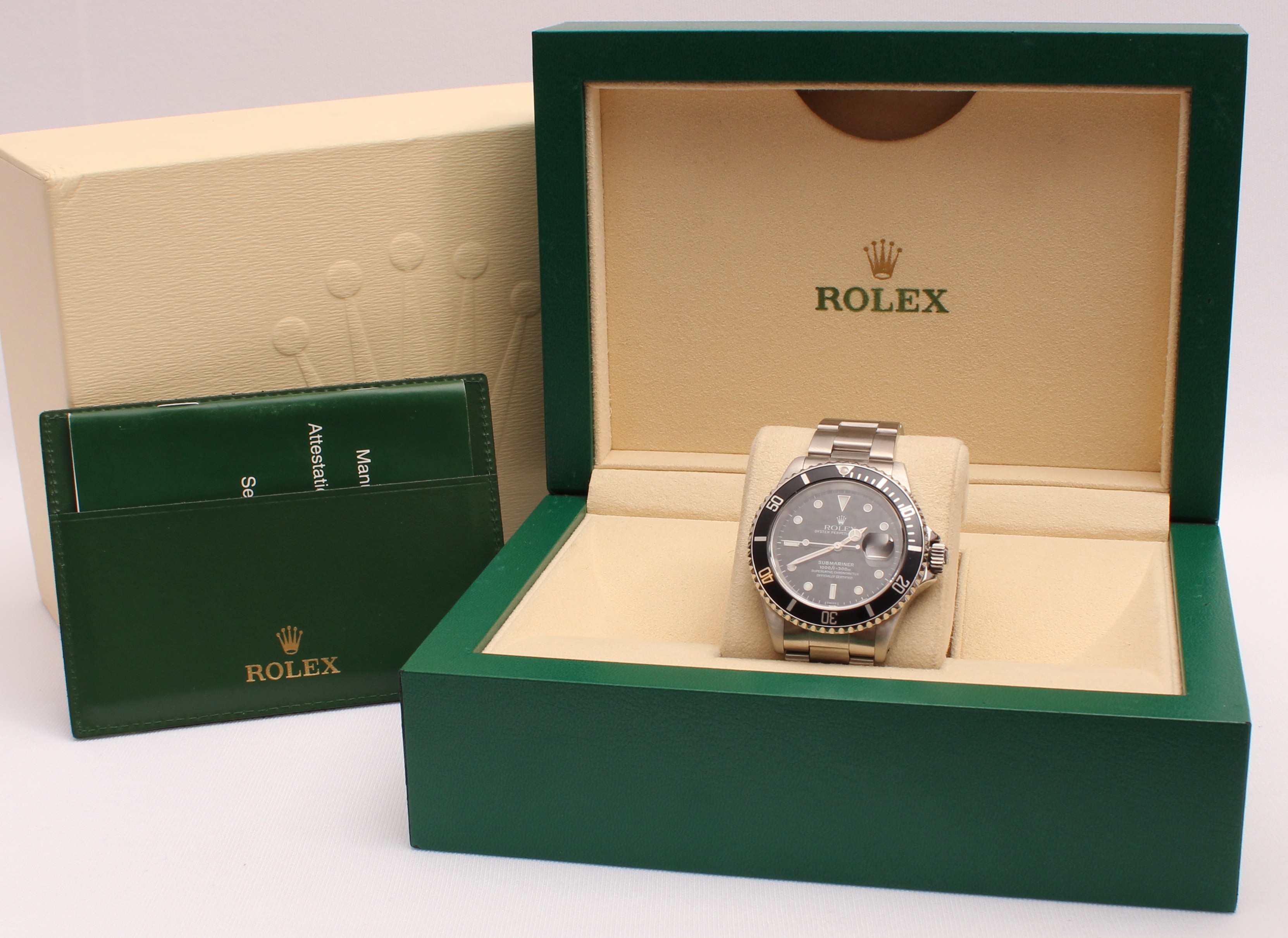 Product photo for Rolex Submariner Date 1999 40mm Men's Wrist Watch - 16610 Boxed