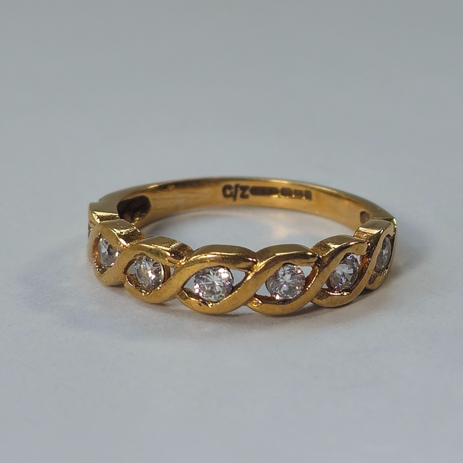 Product photo for 9ct Gold *CZ* Braided Half Band Ring Size L