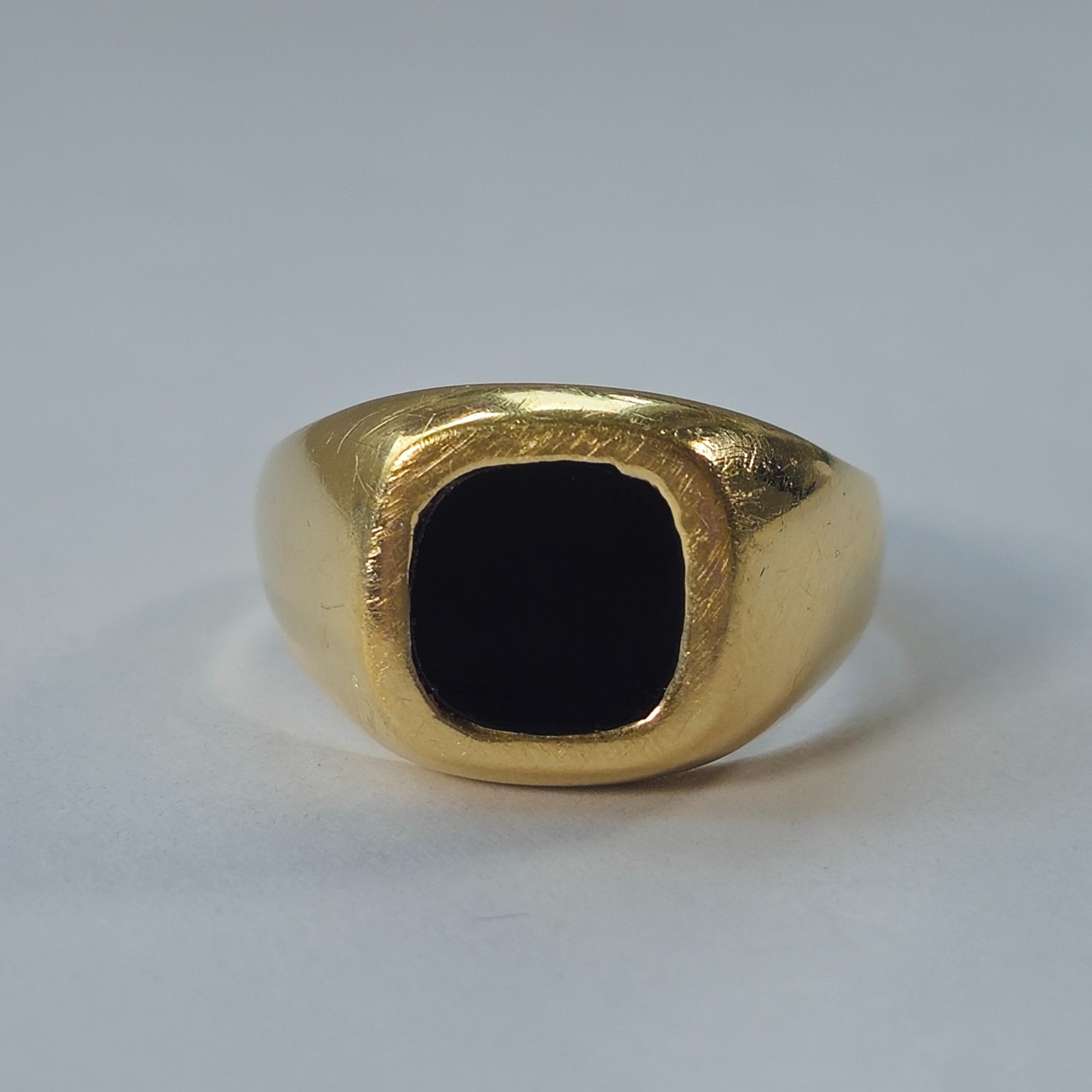 Product photo for 9ct Gold Square Black Stone Signet Ring Size S