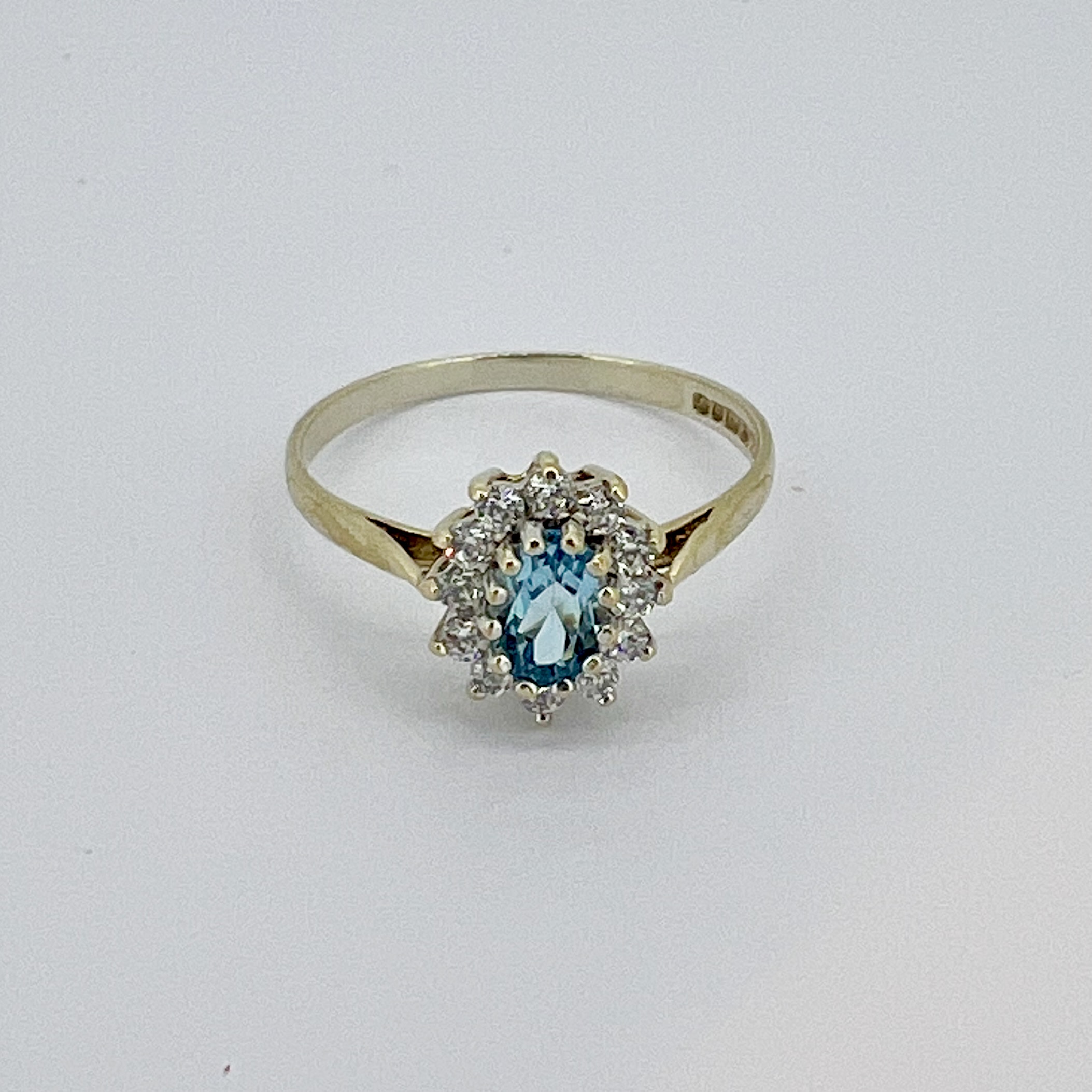 Product photo for BEAUTIFUL RING SET WITH BLUE TOPAZ AND CZ IN 9ct YELLOW GOLD (R:3QVD)