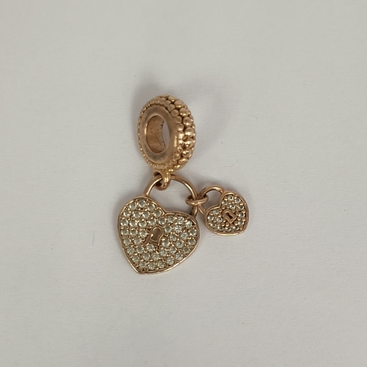 Product photo for Rose Gold Heart Lock Pandora Charm