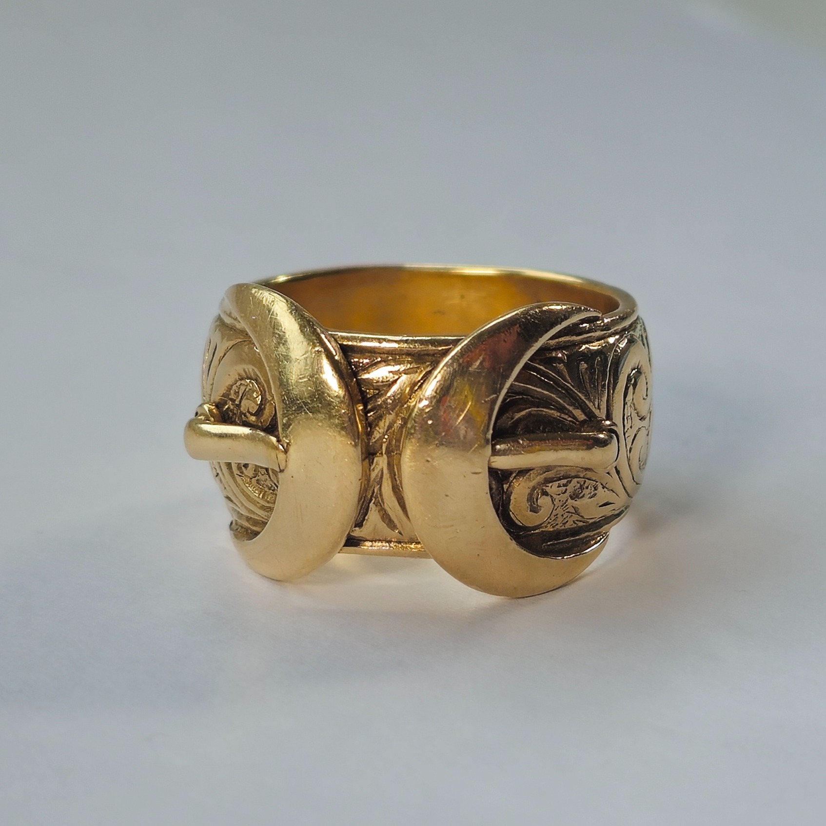 Product photo for 9ct Gold Double Buckle Ring Size V1/2