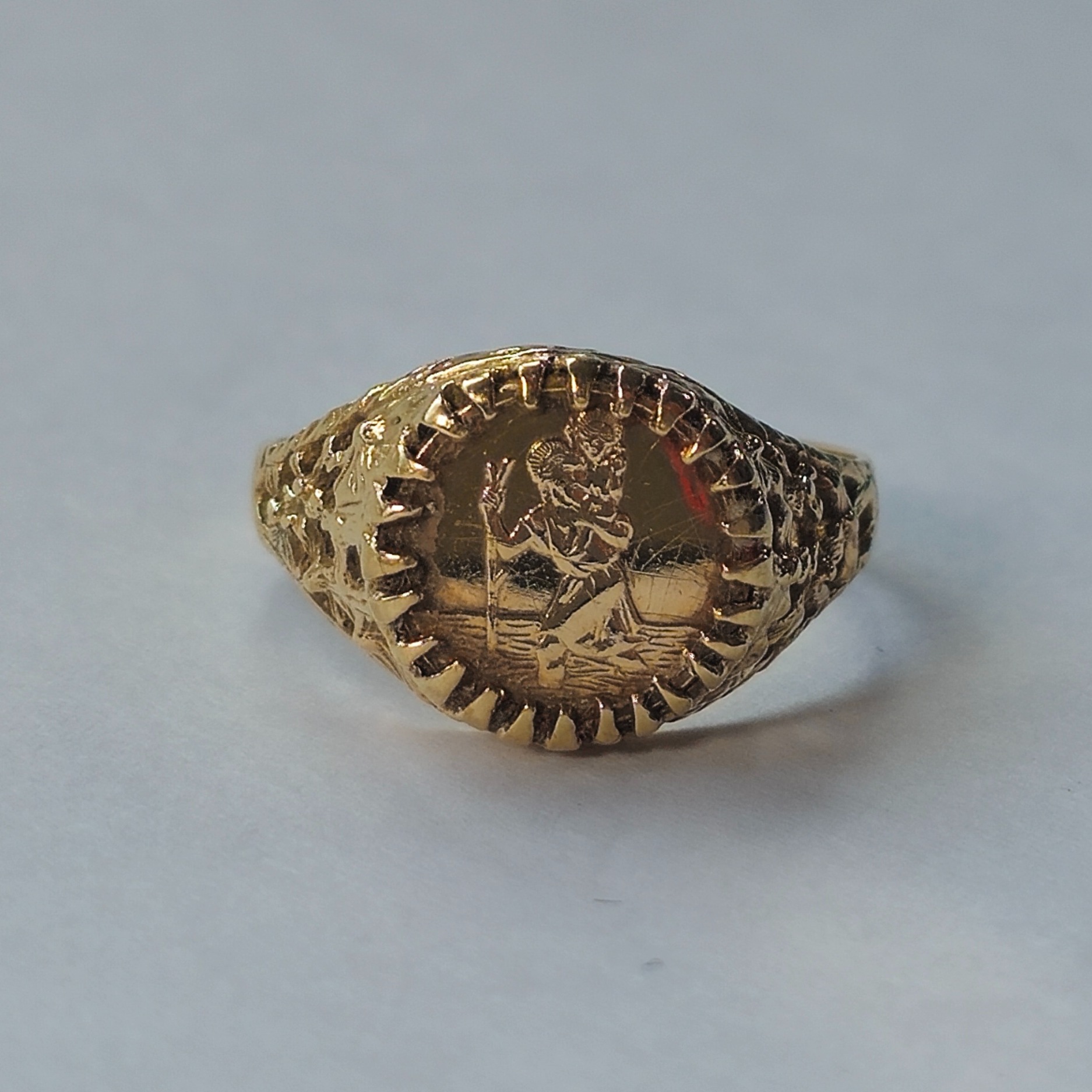 Product photo for 9ct Gold St George Coin Ring Size O