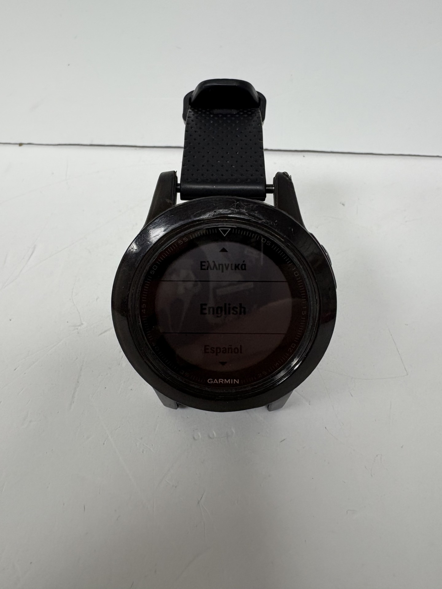 Product photo for Garmin Fenix 5 sapphire with charger unboxed