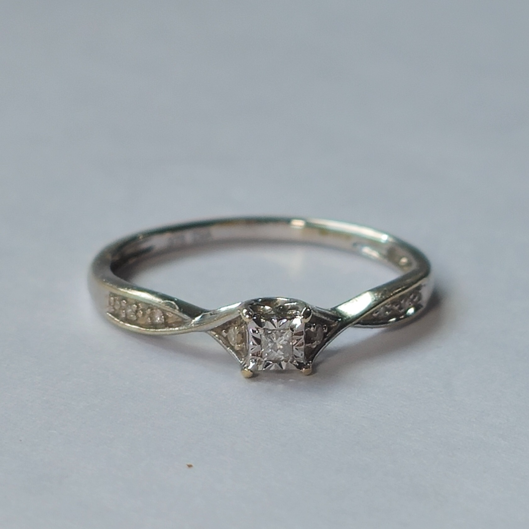 Product photo for 9ct White Gold Diamond Engagement Style Ring Size O