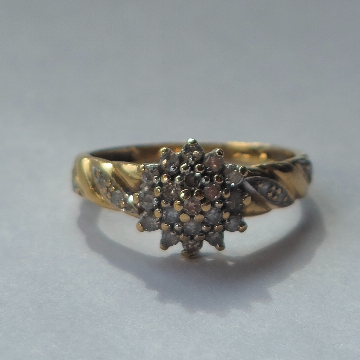Product photo for 9ct Gold Diamond Dahlia Flower Ring Size L
