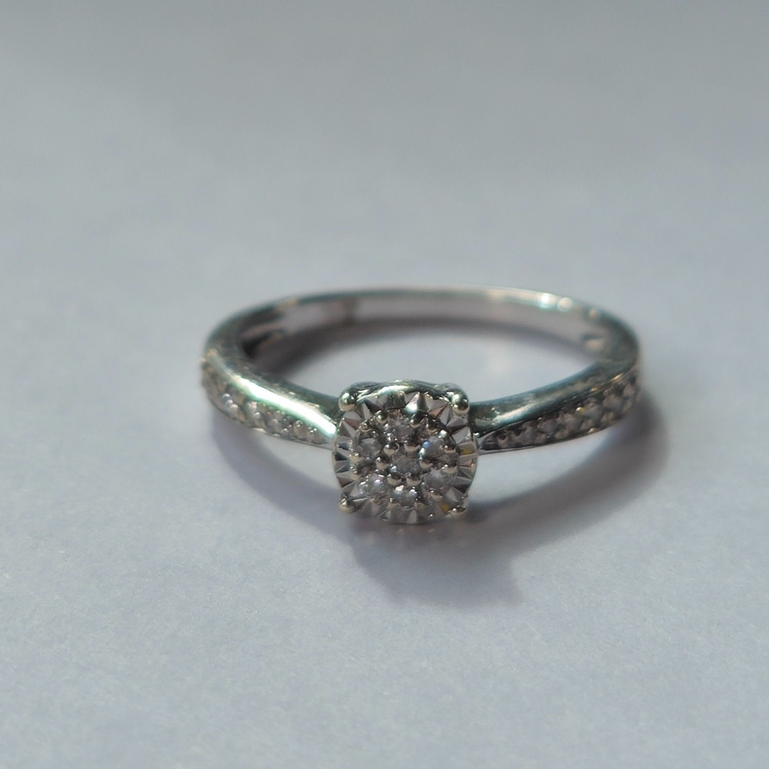 Product photo for 9ct White Gold 0.15ct Diamond Pave Round Head Engagement Ring Size H