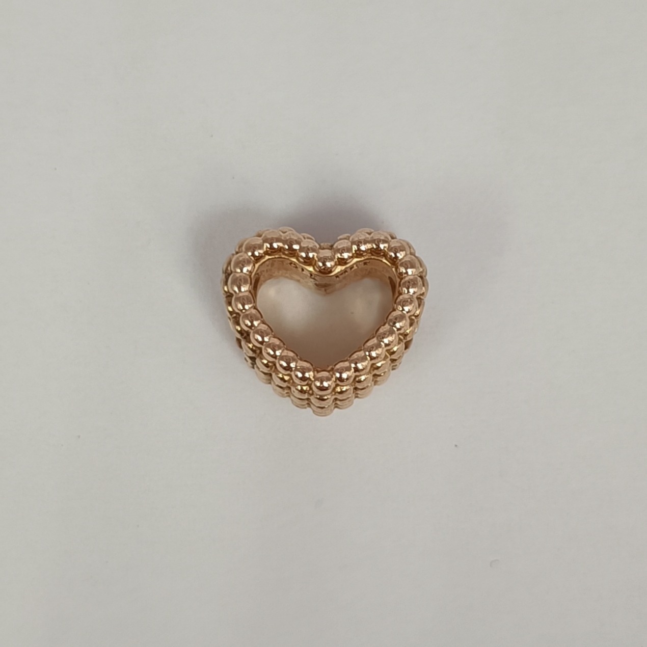 Product photo for Rose Gold Dotted Heart Pandora Charm