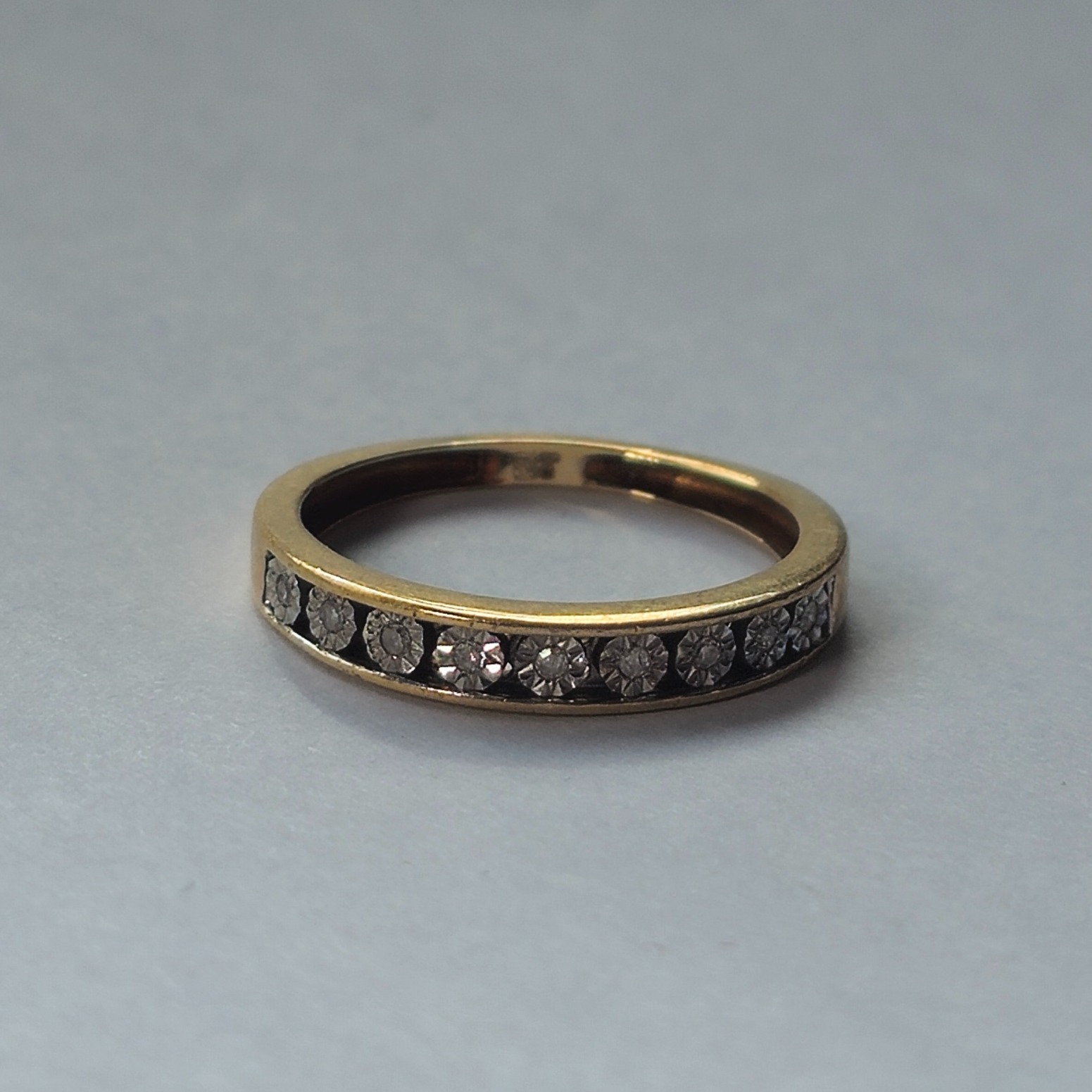 Product photo for 9ct Gold Diamond Half Band Ring Size L