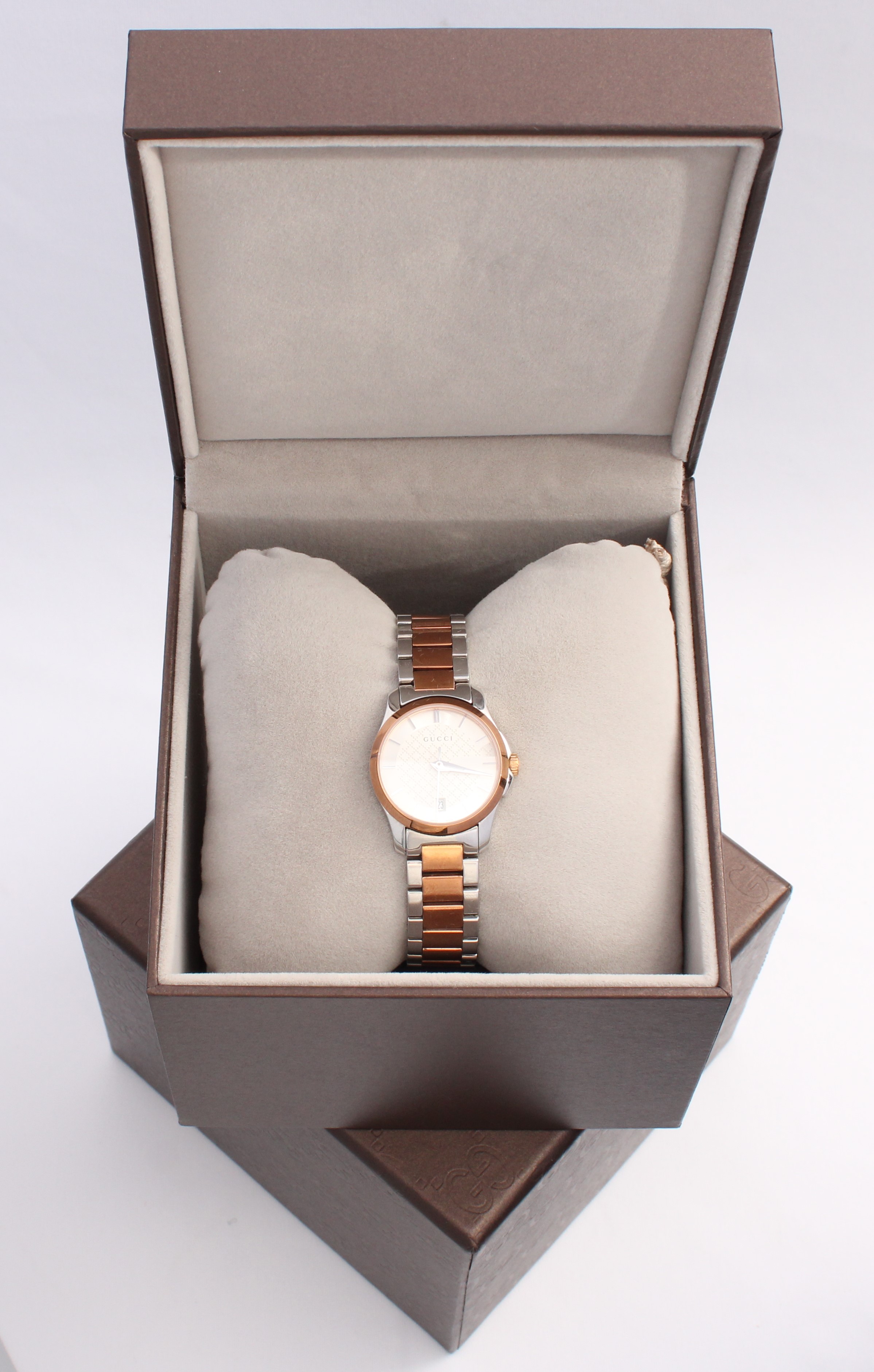 Product photo for Gucci G-Timeless Two Tone Rose Gold Ladies Wristwatch - YA126528