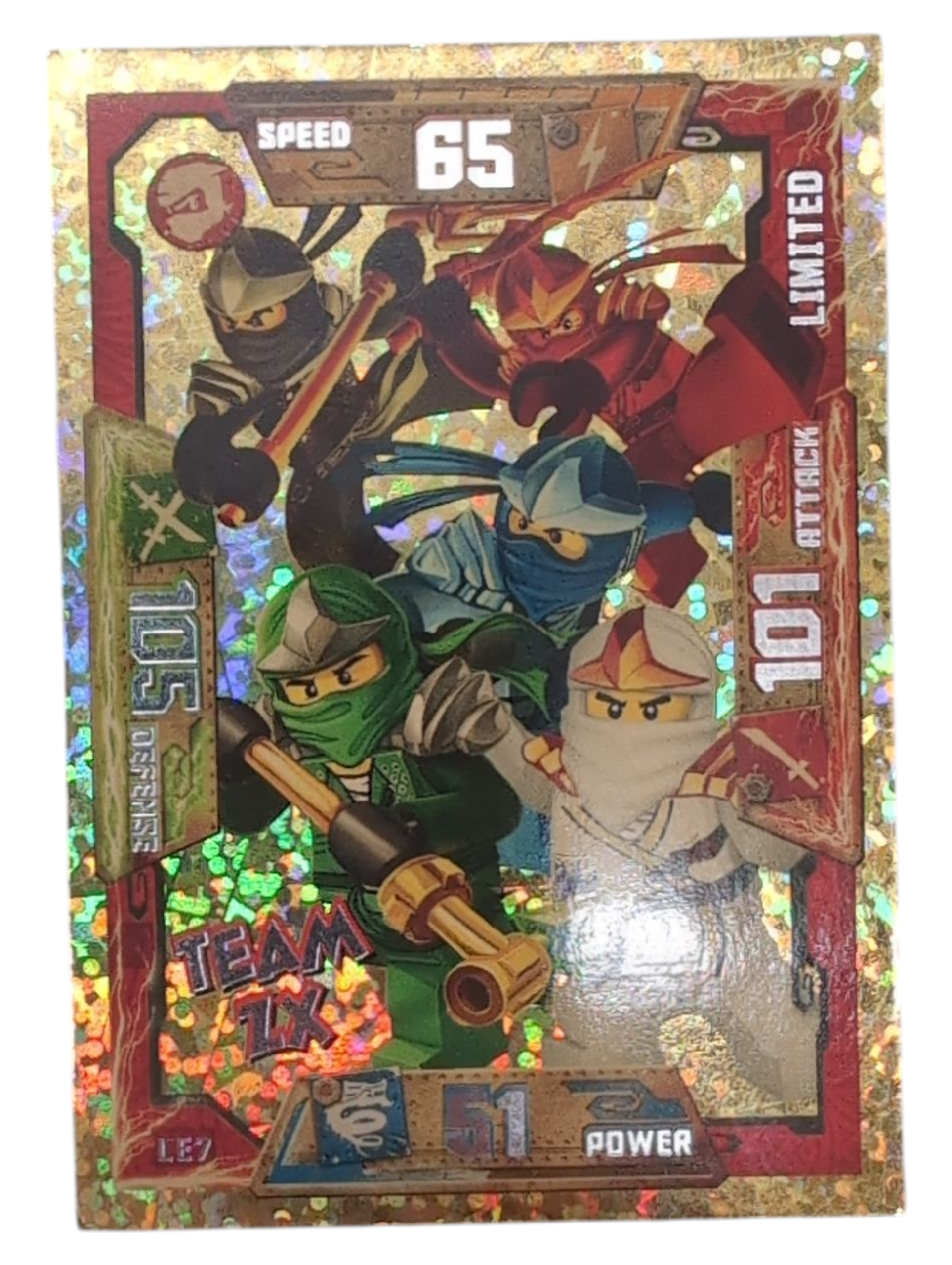Product photo for LEGO Ninjago TCG Series 1 LE7 Team ZX Limited Edition Gold Card