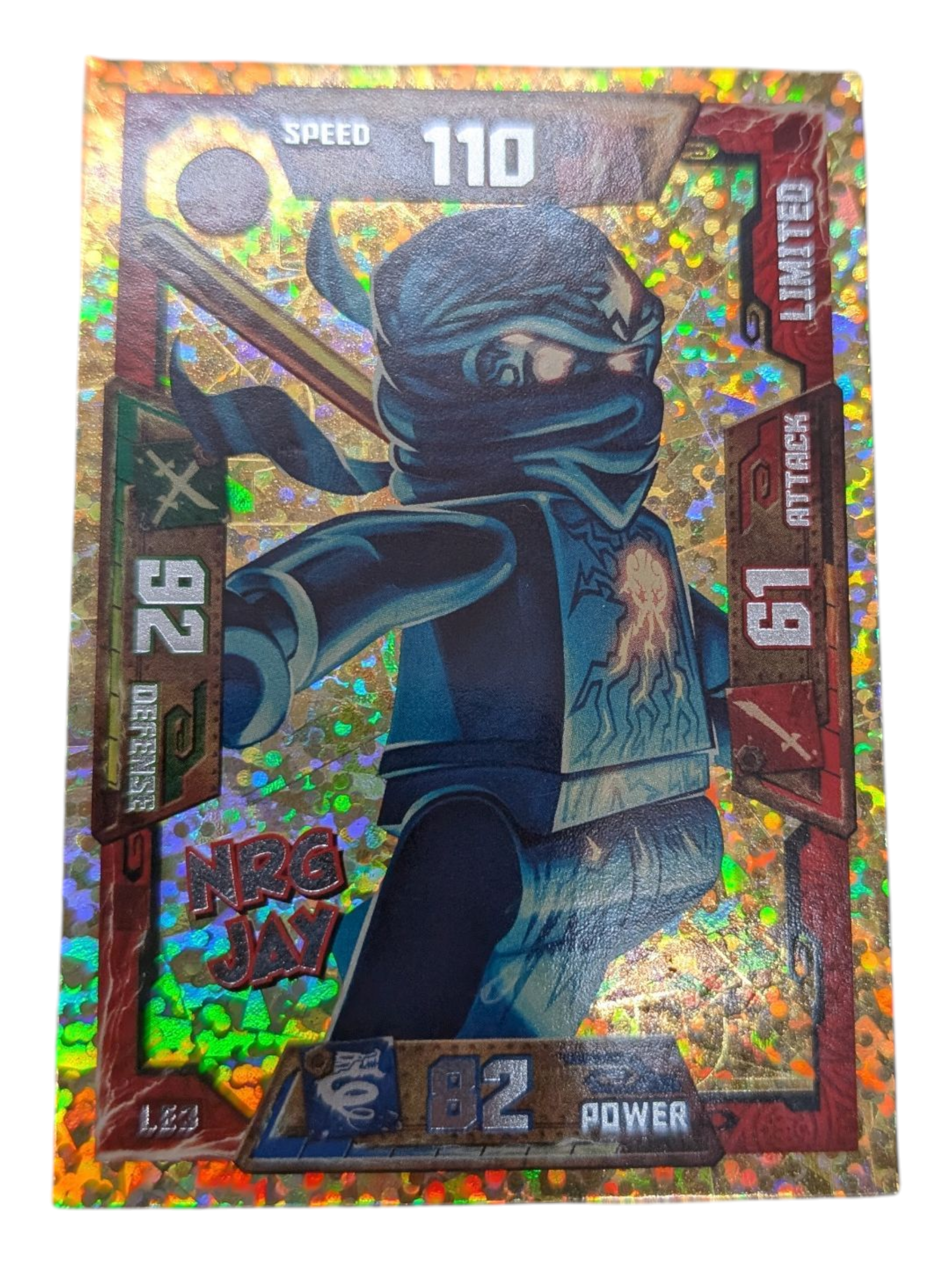 Product photo for LEGO Ninjago TCG Series 1 LE3 NRG Jay Limited Edition Gold Foil Card