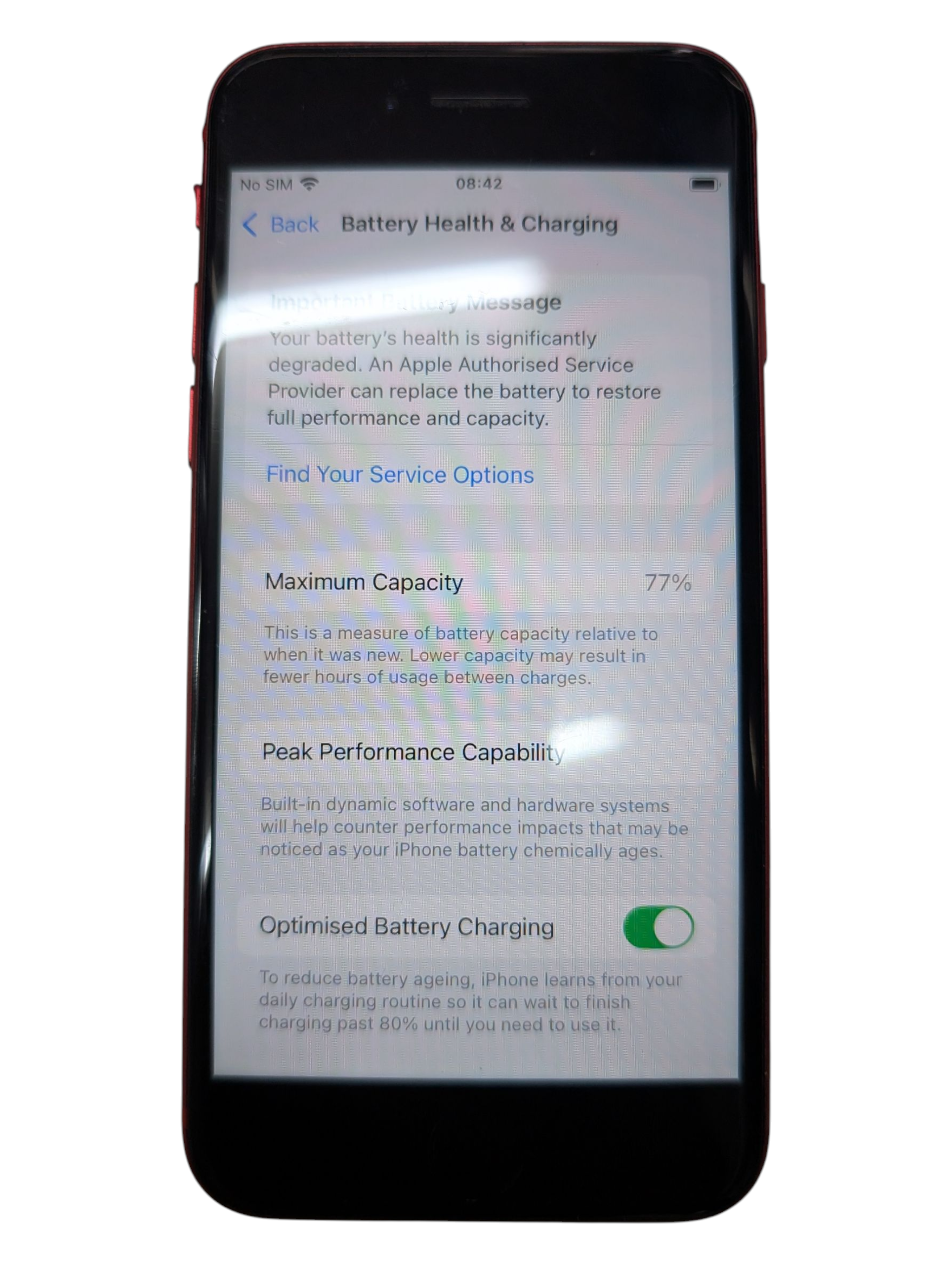 Product photo for Apple iPhone SE (2nd Gen) 64GB (PRODUCT)RED – Unlocked Needs New Battery